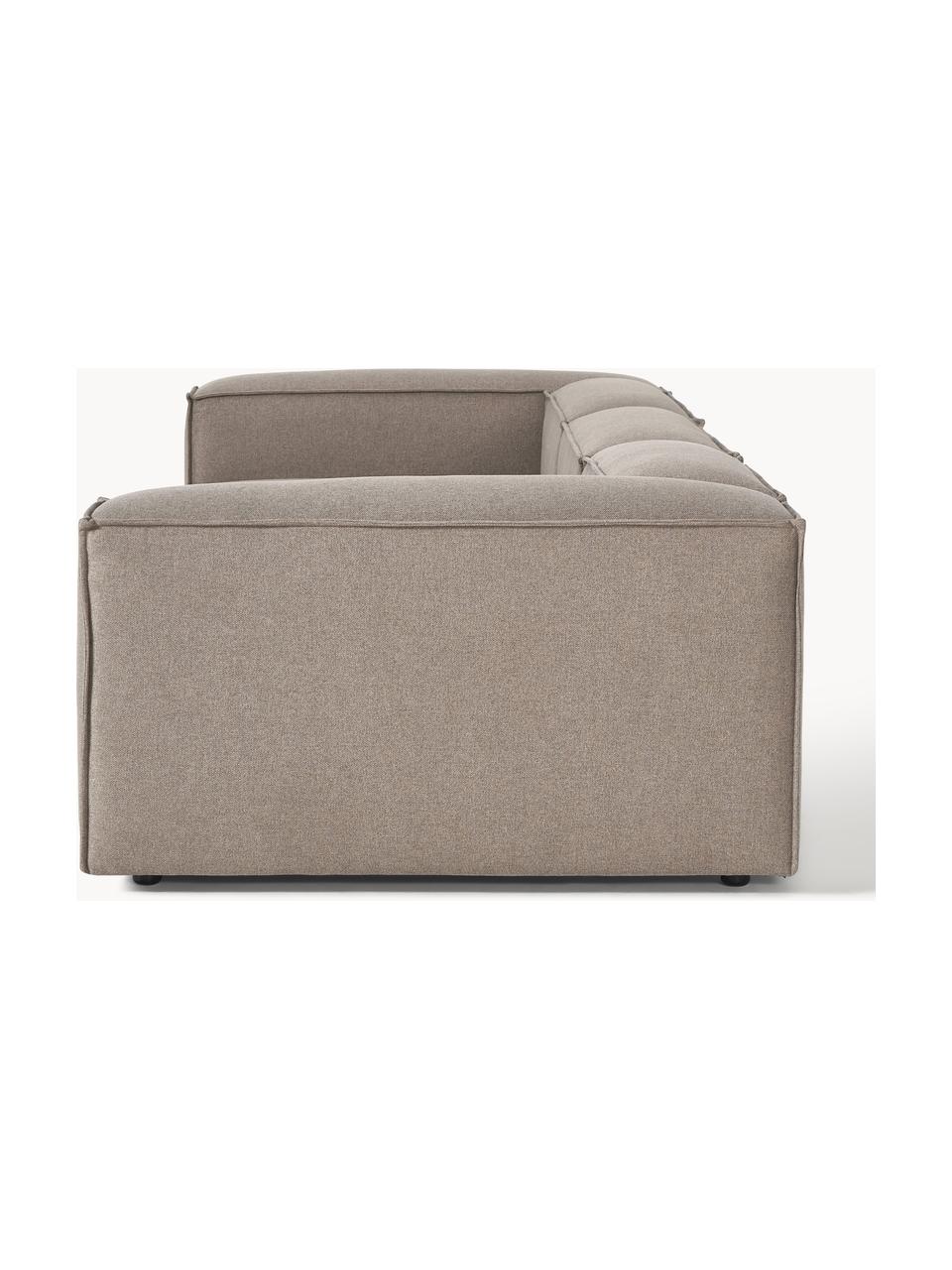 Sofa modułowa Lennon (4-osobowa), Tapicerka: 100% poliester Dzięki tka, Stelaż: lite drewno sosnowe, skle, Nogi: tworzywo sztuczne Ten pro, Taupe tkanina, S 327 x G 119 cm