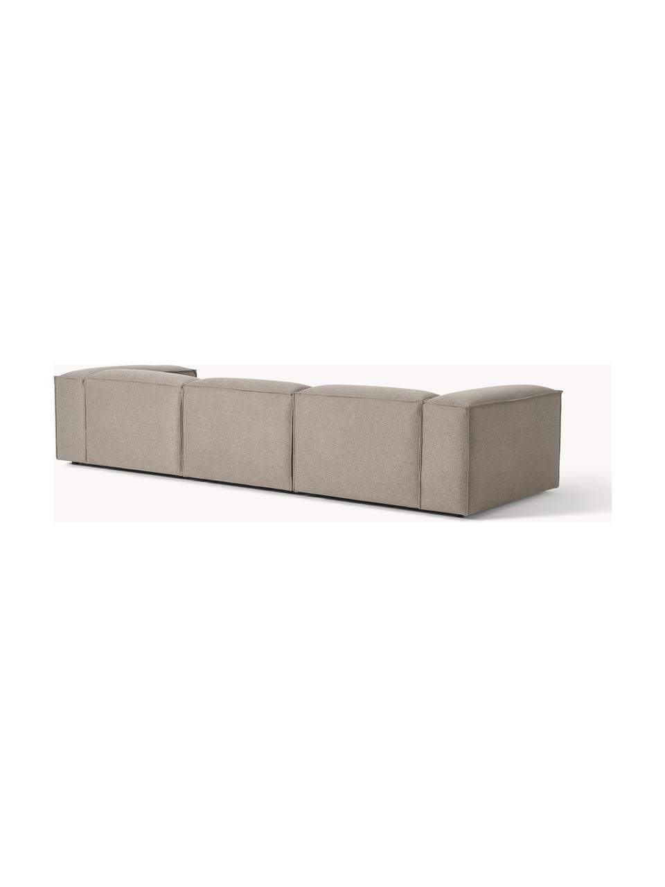 Divano componibile 4 posti Lennon, Rivestimento: 100% poliestere Con 115.0, Struttura: legno di pino massiccio, , Piedini: plastica Questo prodotto , Tessuto taupe, Larg. 327 x Prof. 119 cm