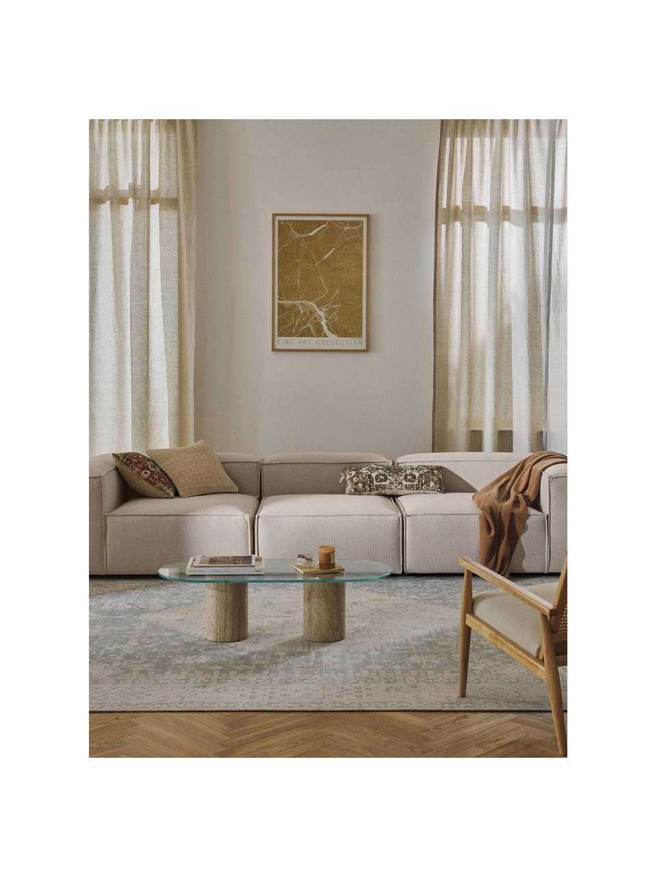 Modulares Sofa Lennon (4-Sitzer), Bezug: 100 % Polyester Der strap, Gestell: Massives Kiefernholz, Spe, Füße: Kunststoff Dieses Produkt, Webstoff Taupe, B 327 x T 119 cm