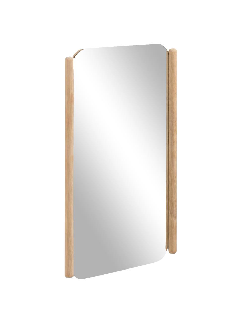 Eckiger Wandspiegel Natane mit hellbraunem Holzrahmen, Rahmen: Holz, Rückseite: Mitteldichte Holzfaserpla, Spiegelfläche: Spiegelglas, Beige, B 34 x H 54 cm