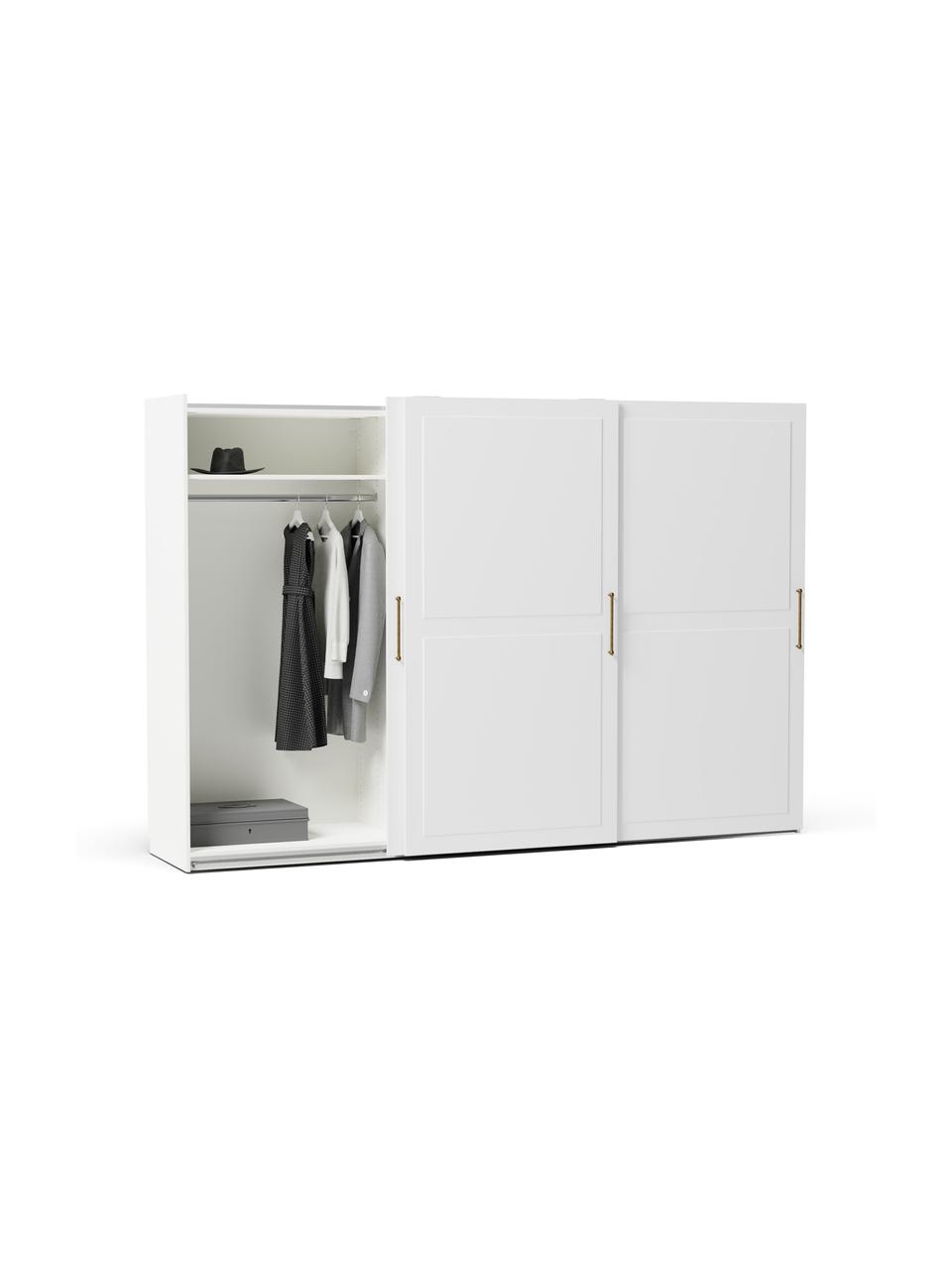 Modulaire schuifdeurkast Charlotte, 300 cm breed, meerdere varianten, Wit, Basis interieur, hoogte 200 cm