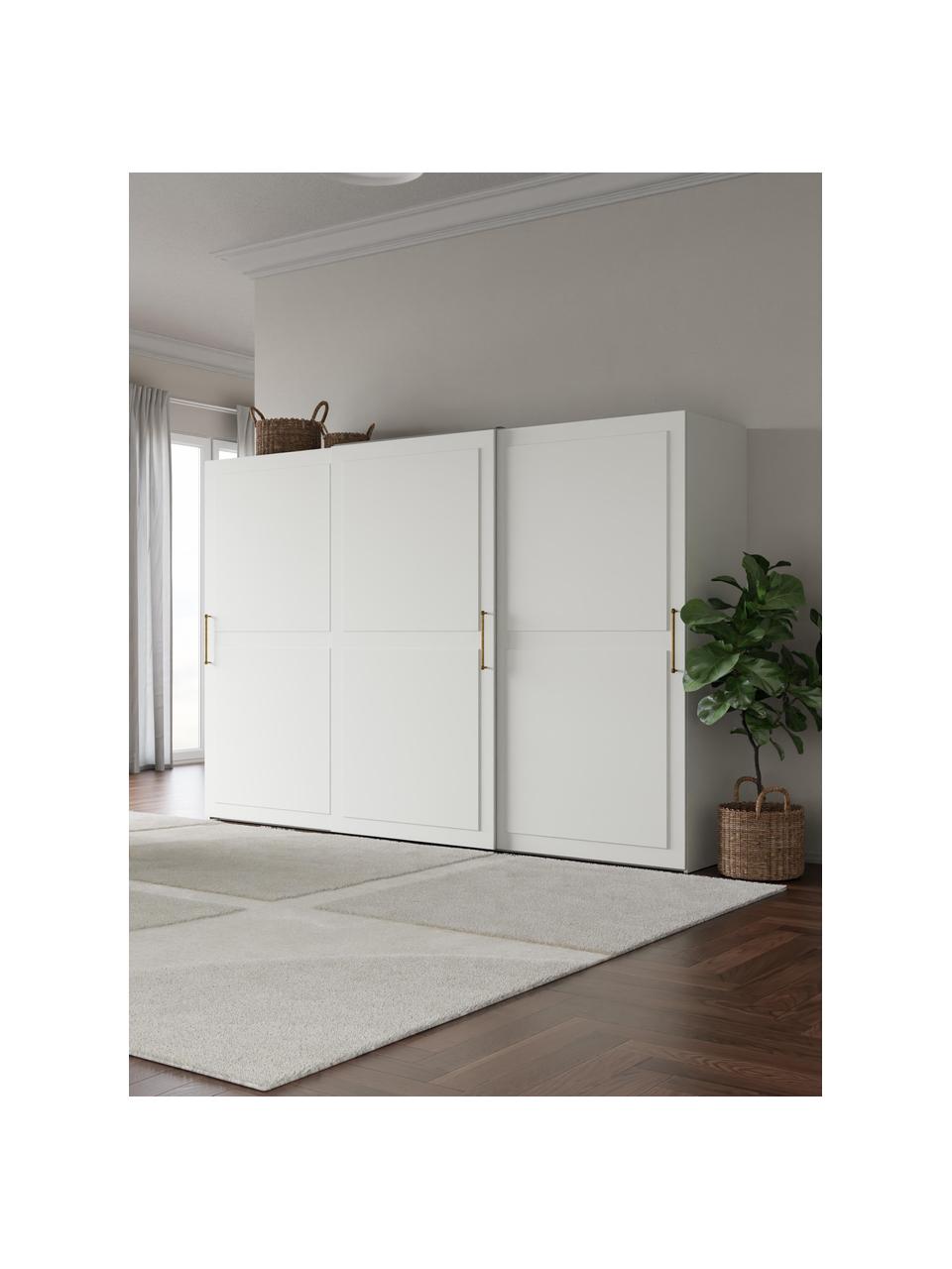 Armario modular Charlotte, 3 puertas correderas (300 cm), diferentes variantes, Estructura: tablero aglomerado revest, Blanco, Interior Basic (An 300 x Al 200 cm)