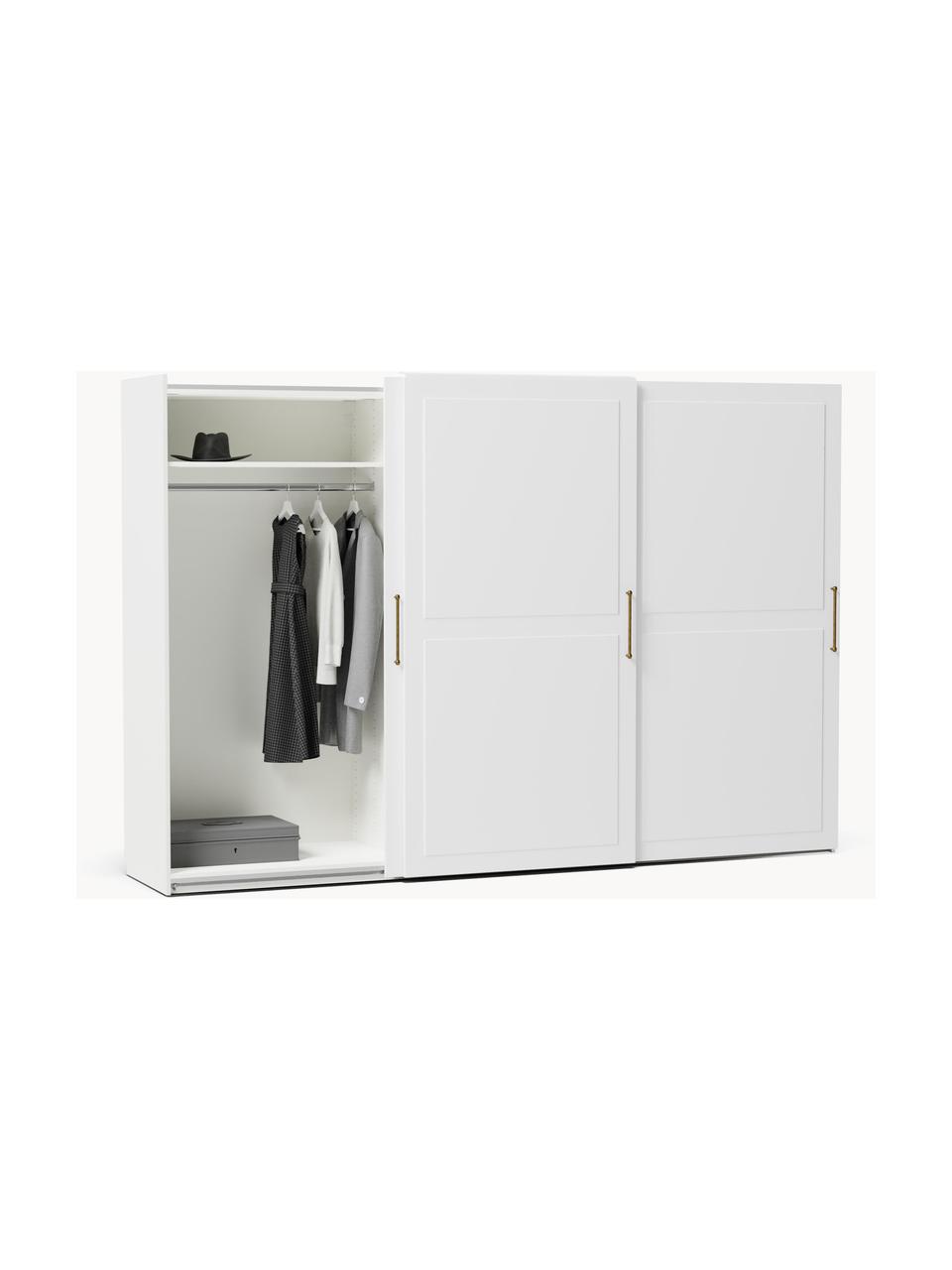 Armario modular Charlotte, 3 puertas correderas (300 cm), diferentes variantes, Estructura: tablero aglomerado revest, Blanco, Interior Basic (An 300 x Al 200 cm)