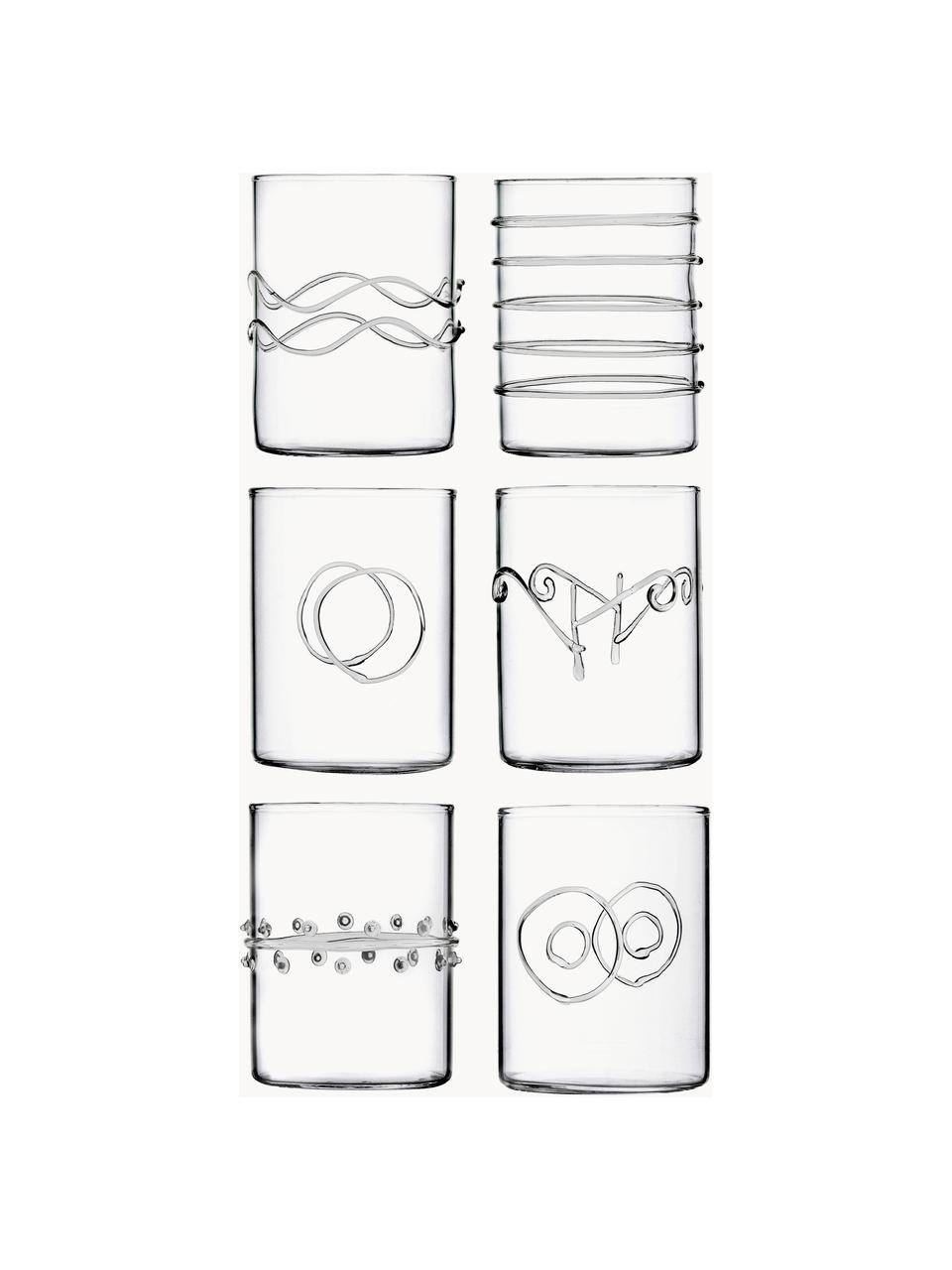 Set de vasos chupito artesanales Deco' Clear, 6 uds., Vidrio de borosilicato, Transparente, Ø 5 x Al 7 cm, 100 ml
