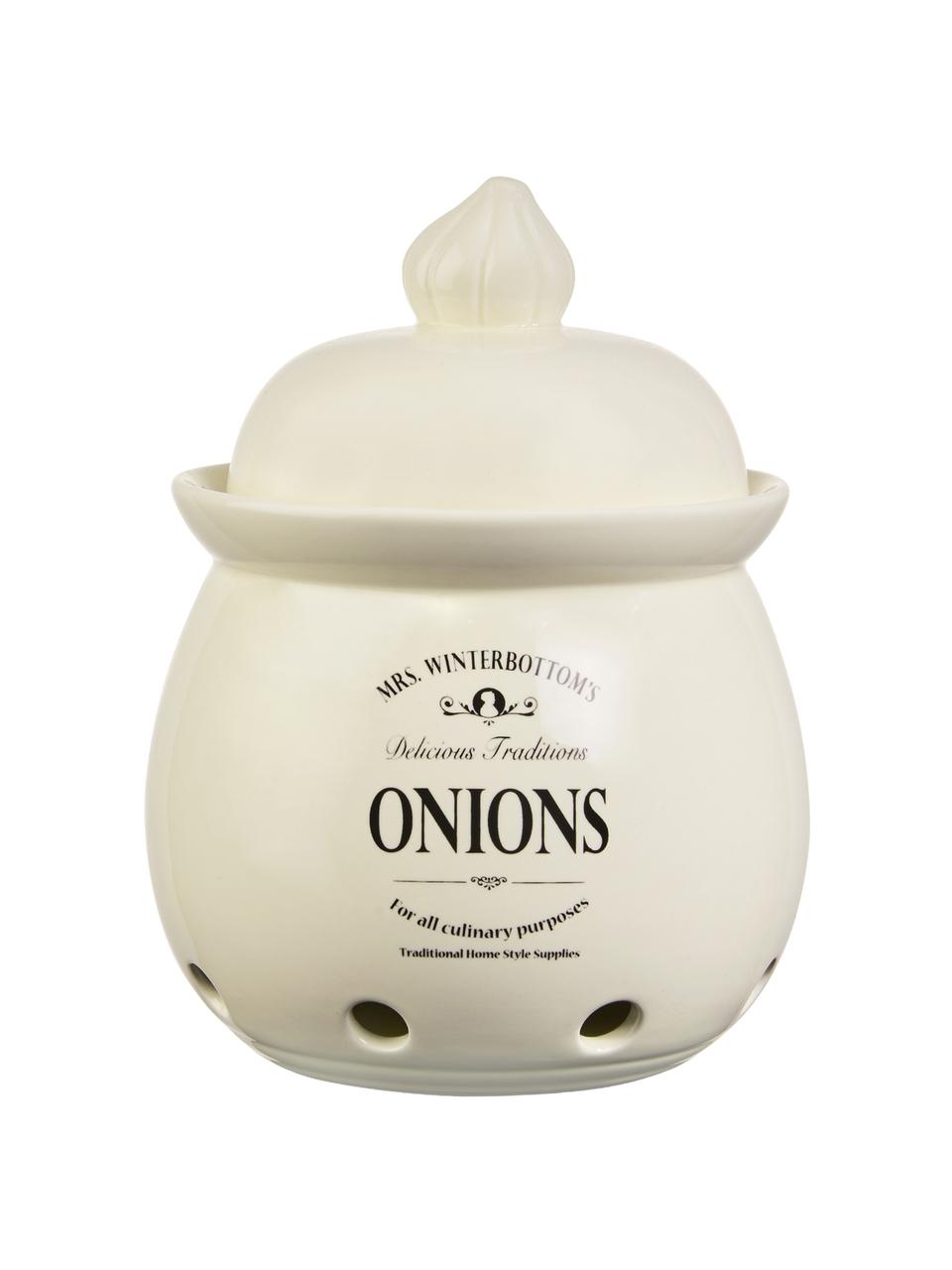 Opbergpot Mrs Winterbottoms Onions, Keramiek, Crèmekleurig, zwart, Ø 20 cm