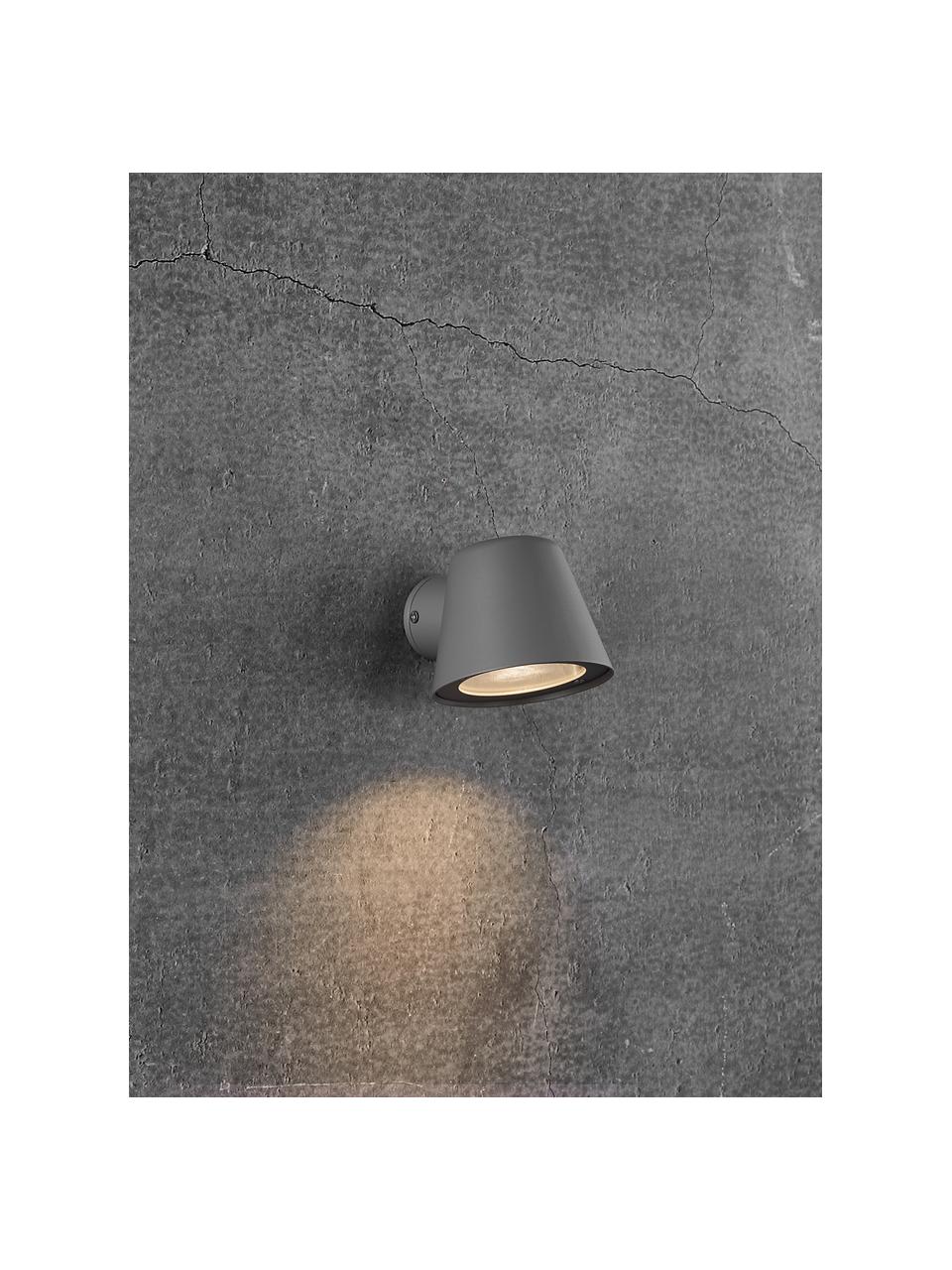 Outdoor wandlamp Aleria in grijs, Lampenkap: gecoat metaal, Diffuser: glas, Grijs, B 12 x H 11 cm