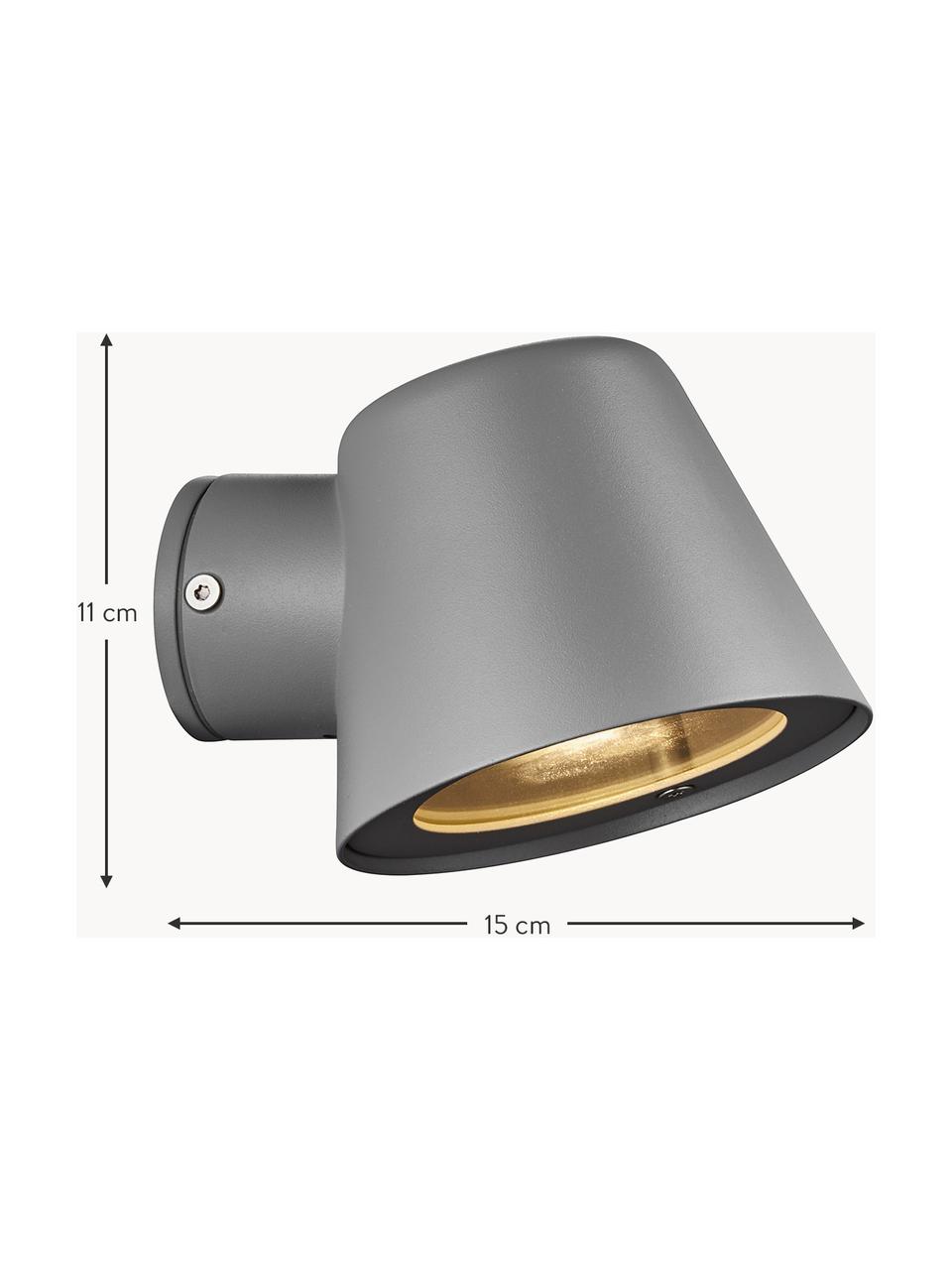 Outdoor wandlamp Aleria, Lampenkap: gecoat metaal, Diffuser: glas, Grijs, B 12 x H 11 cm