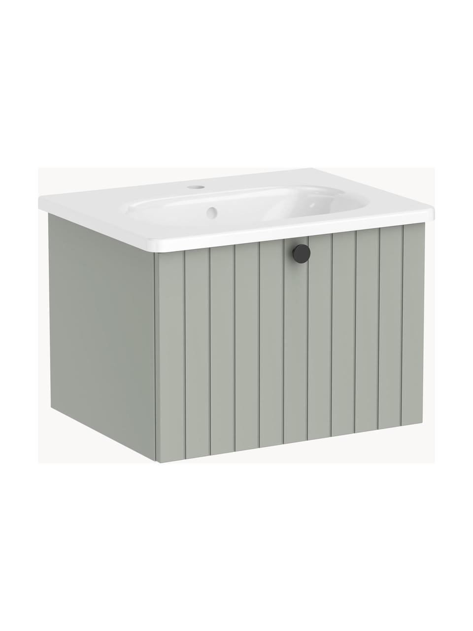 Wastafel met onderkast Emil, B 60 cm, Saliegroen, B 60 x H 42 cm