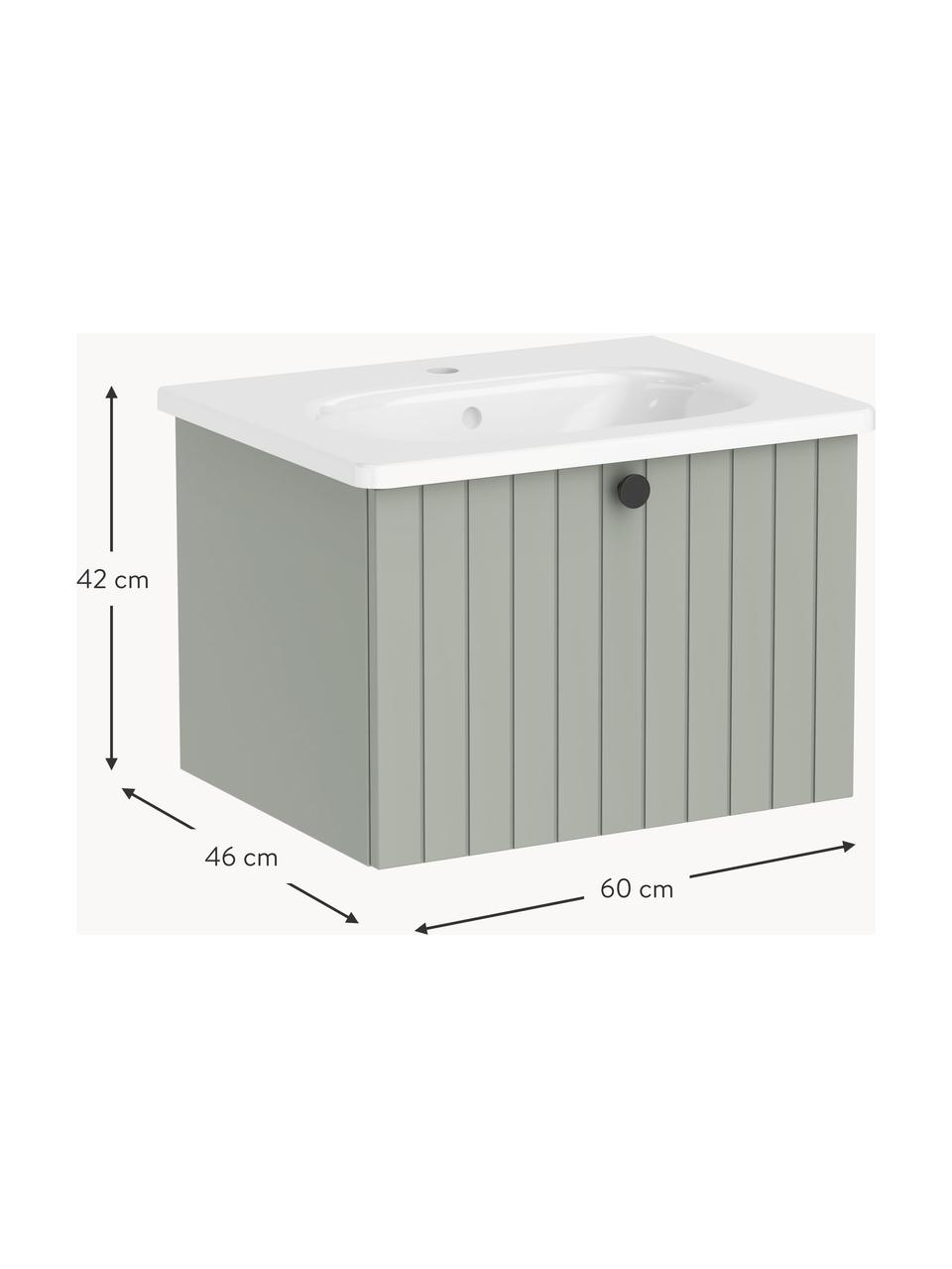 Mueble bajo lavabo Emil, 60 cm, Verde salvia, An 60 x Al 42 cm