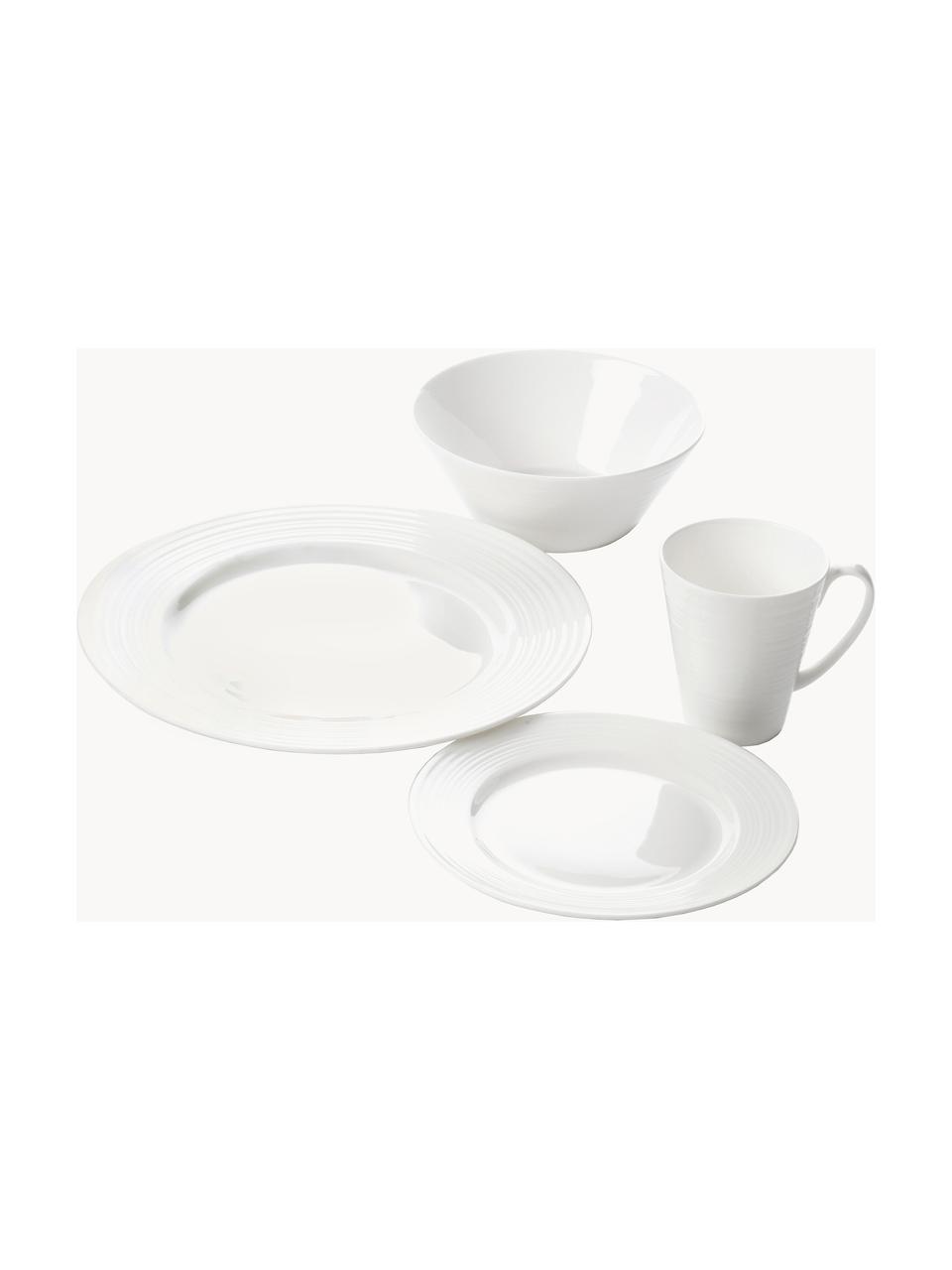 Service de table en porcelaine avec relief Passion, 4 personnes (16 élém.), Porcelaine, Blanc, 4 personnes (16 élém.)