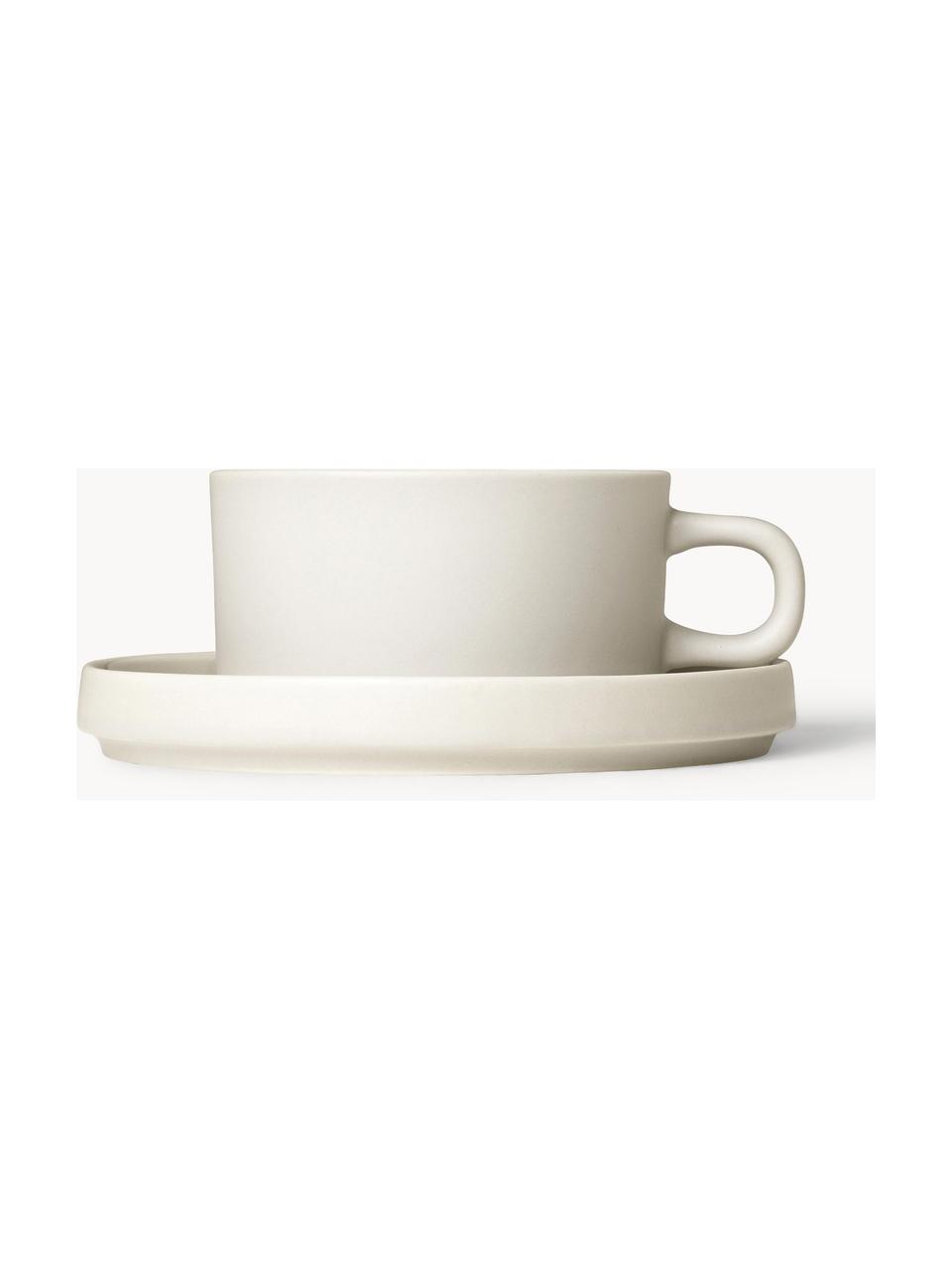 Tazas pequeñas Pilar, 2 uds., Cerámica, Blanco Off White jaspeado, Ø 9 x Al 5 cm, 170 ml