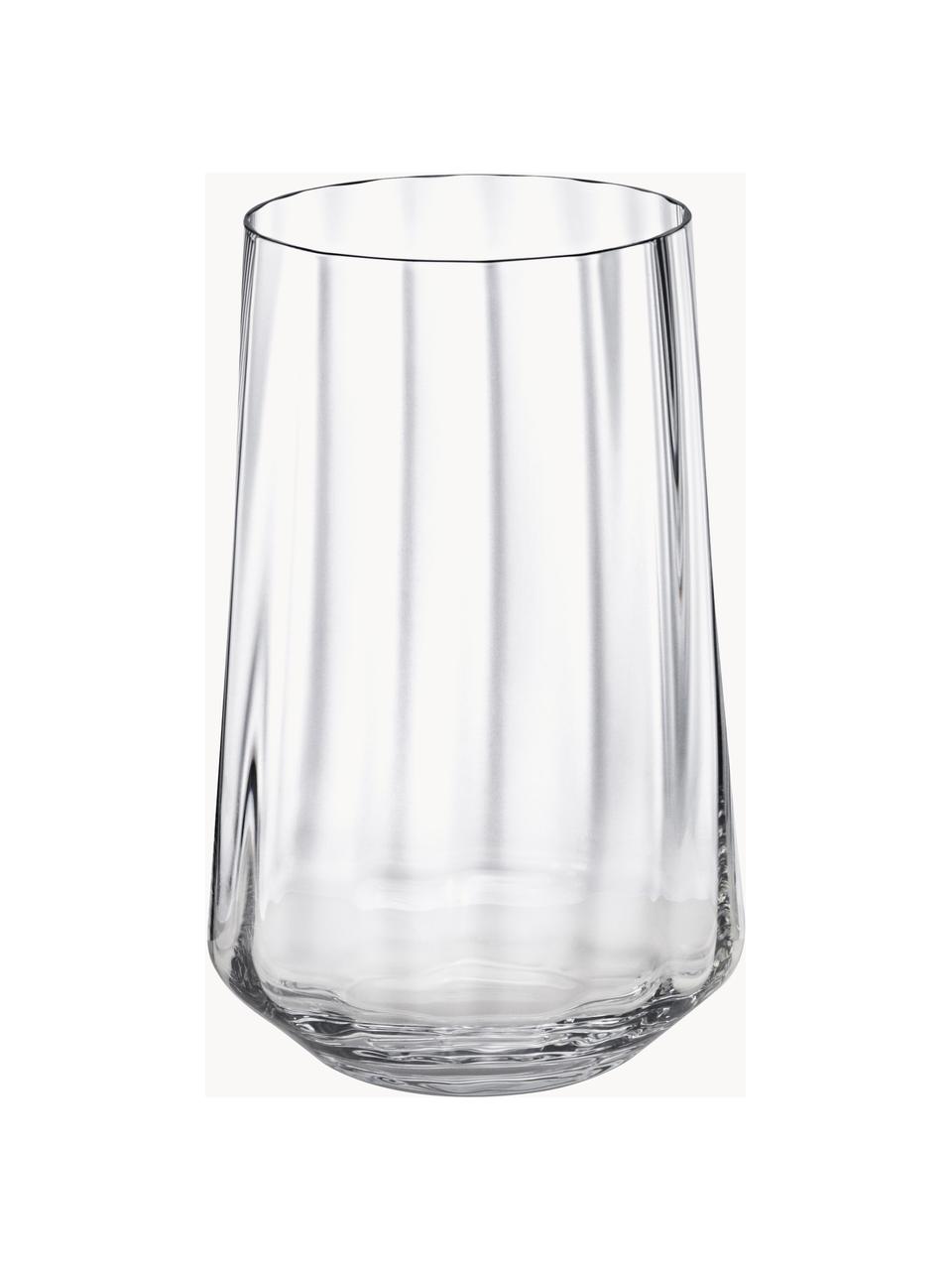 Kristall-Wassergläser Bernadotte mit Rillenstruktur, 6 Stück, Kristallglas, Transparent, Ø 8 x H 12 cm, 380 ml