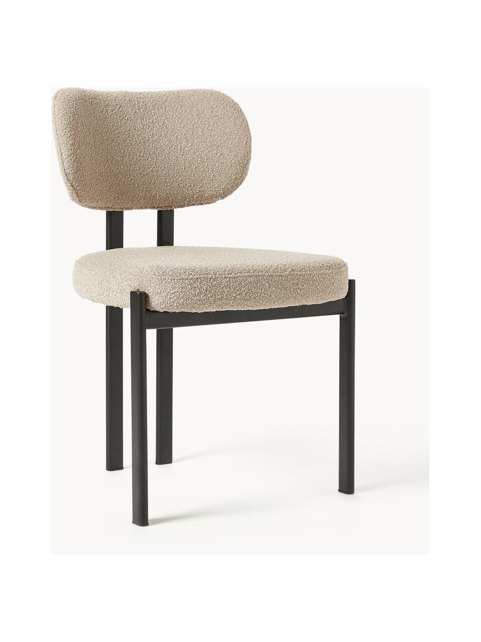 Čalouněná bouclé židle Adrien, Béžová, černá, Š 56 cm, V 51 cm