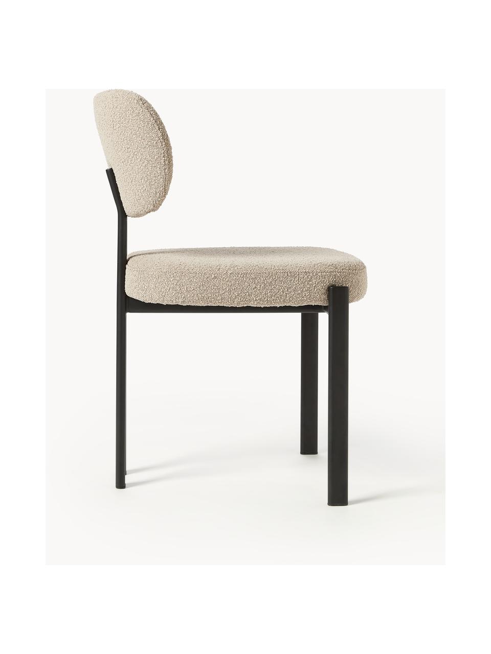 Buklé čalúnená stolička Adrien, Buklé béžová, čierna, Š 56 x V 51 cm