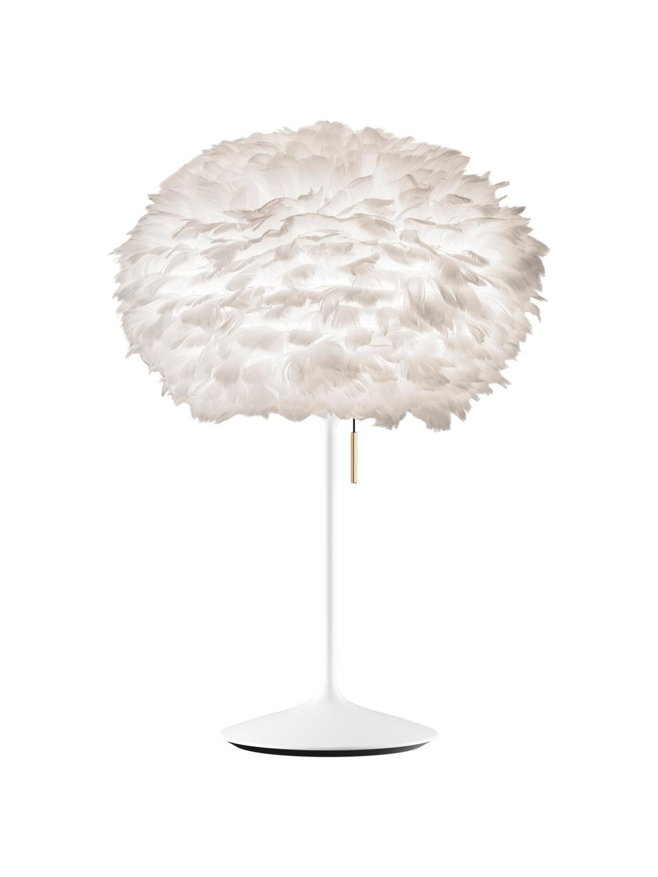 Lámpara de mesa grande de plumas Eos Champagne, Pantalla: plumas de ganso, acero, Cable: plástico, Blanco, Ø 45 x Al 72 cm