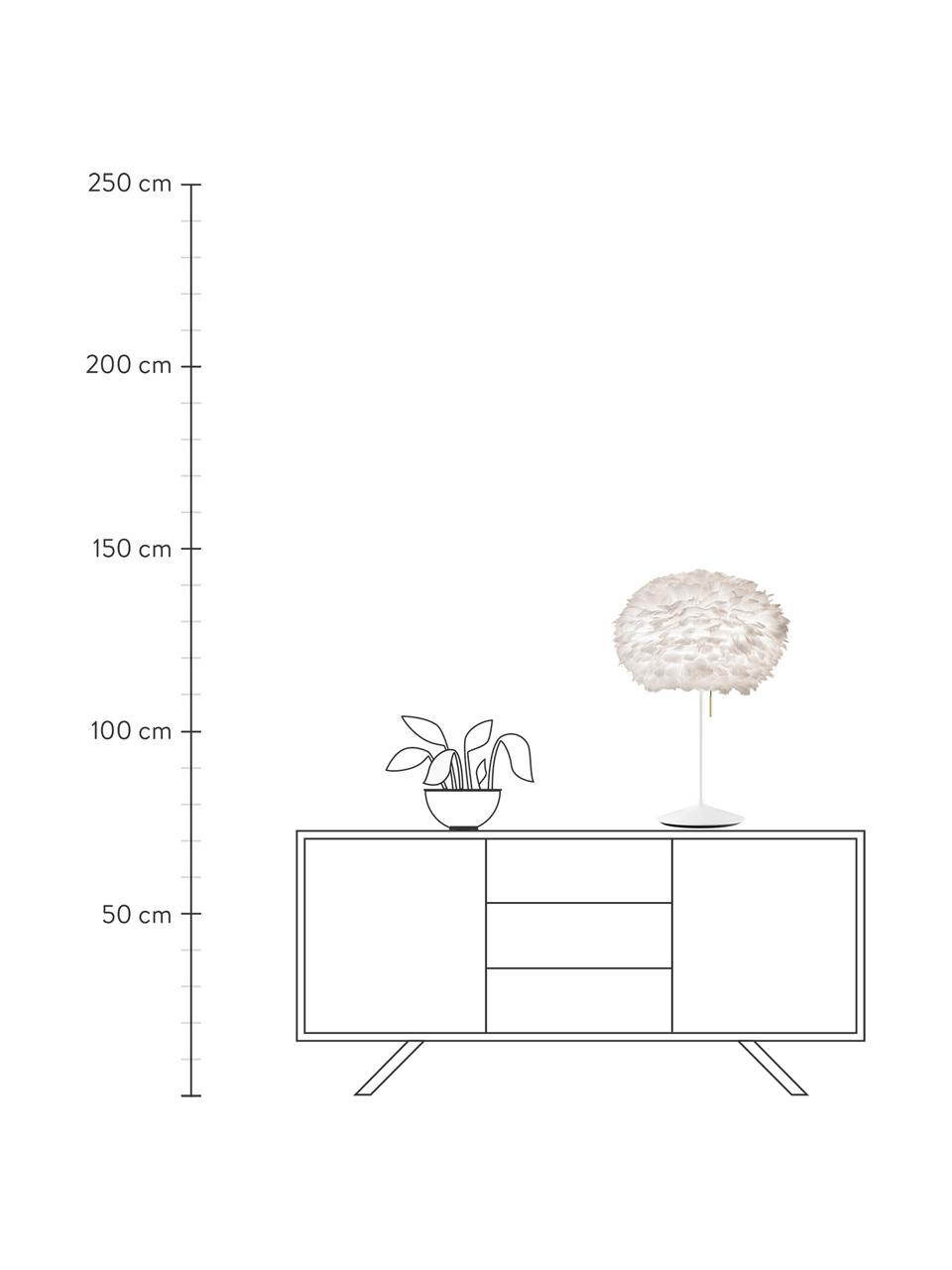 Grote tafellamp Eos van veren, Lampenkap: ganzenveren, Lampvoet: aluminium, gelakt, Wit, Ø 45 x H 72 cm