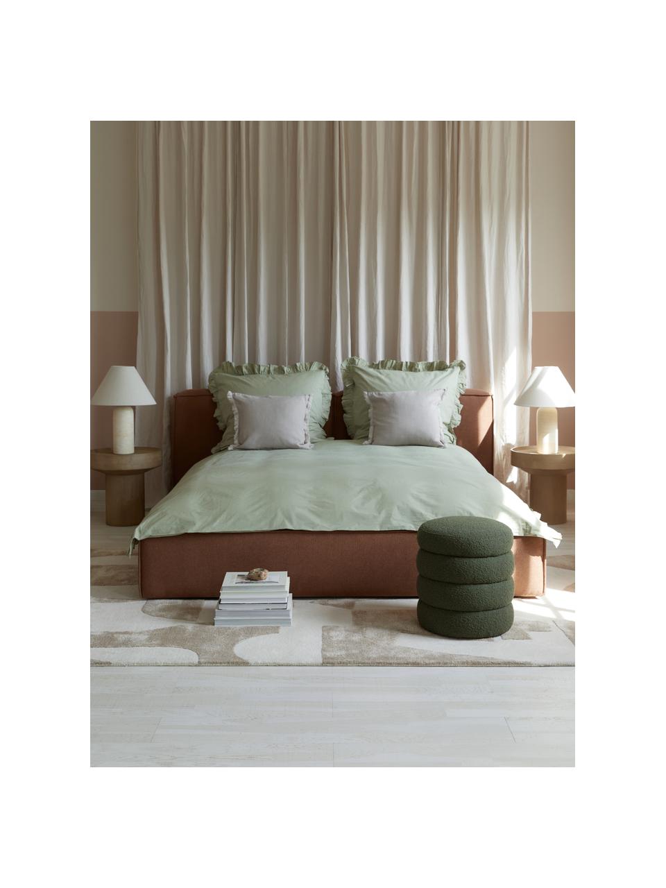 Bavlnená posteľná bielizeň z bavlneného perkálu s volánmi Florence, Zelená, 155 x 220 cm + 1 vankúš 80 x 80 cm