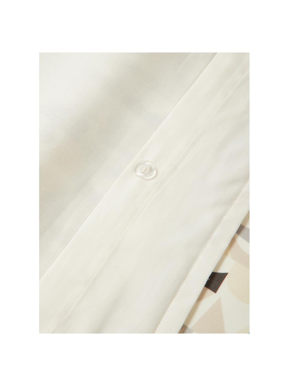 Copripiumino in raso di cotone con fantasia astratta Cadence, Tonalità beige, 200 x 200 cm