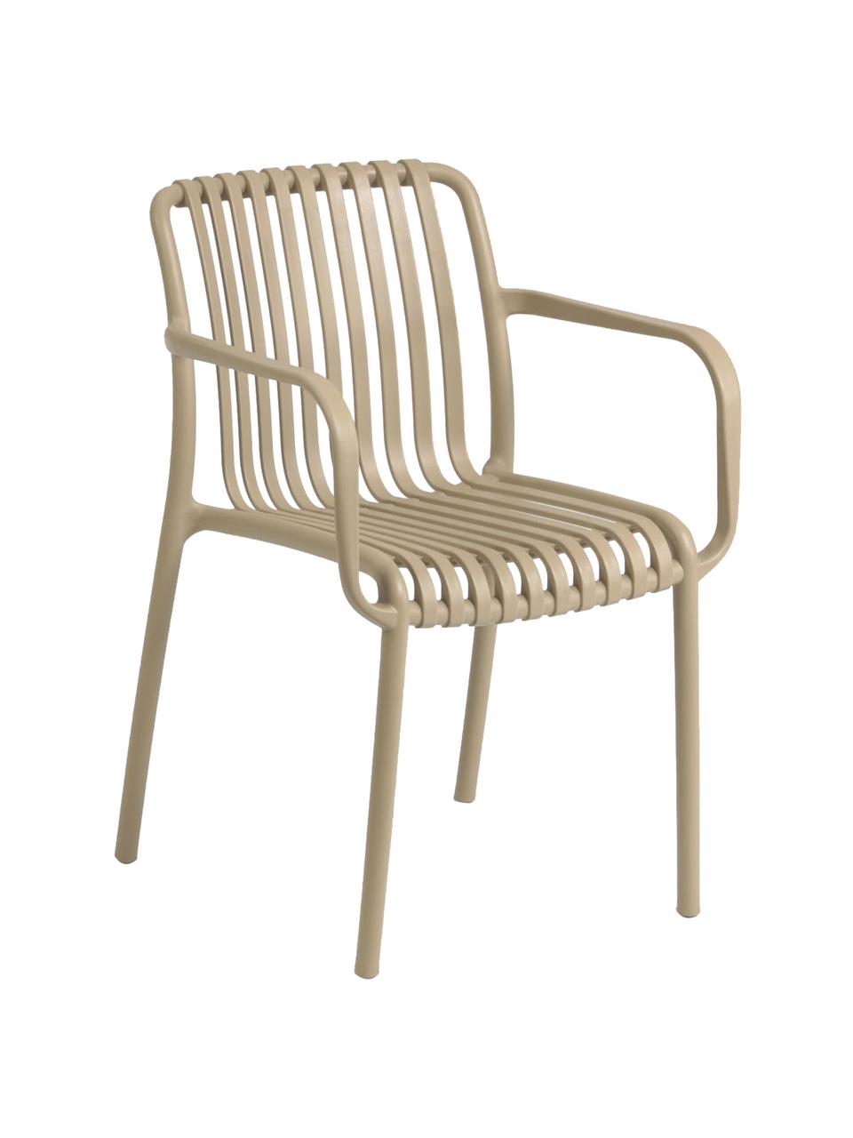 Krzesło ogrodowe z podłokietnikami Isabellini, Tworzywo sztuczne, Beżowy, S 54 x G 49 cm