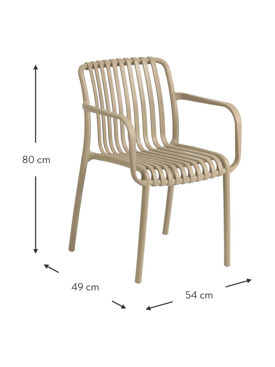 Garten-Armlehnstuhl Isabellini, Kunststoff, Beige, B 54 x T 49 cm