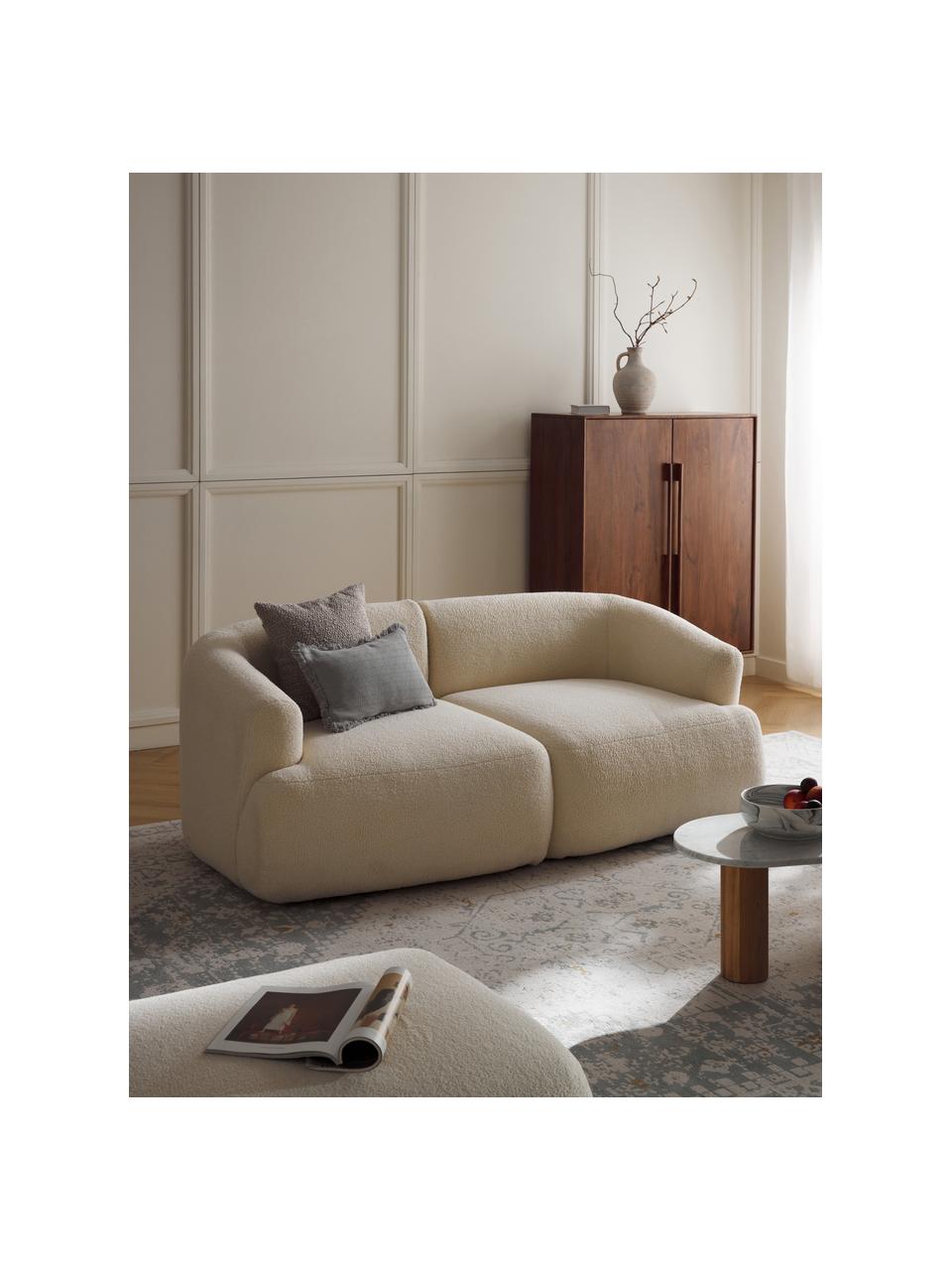 Sofá modular de borreguillo Sofia (2 plazas), Tapizado: borreguillo (100% polipro, Estructura: madera de abeto con certi, Patas: plástico El material util, Borreguillo Off White, An 186 x F 103 cm
