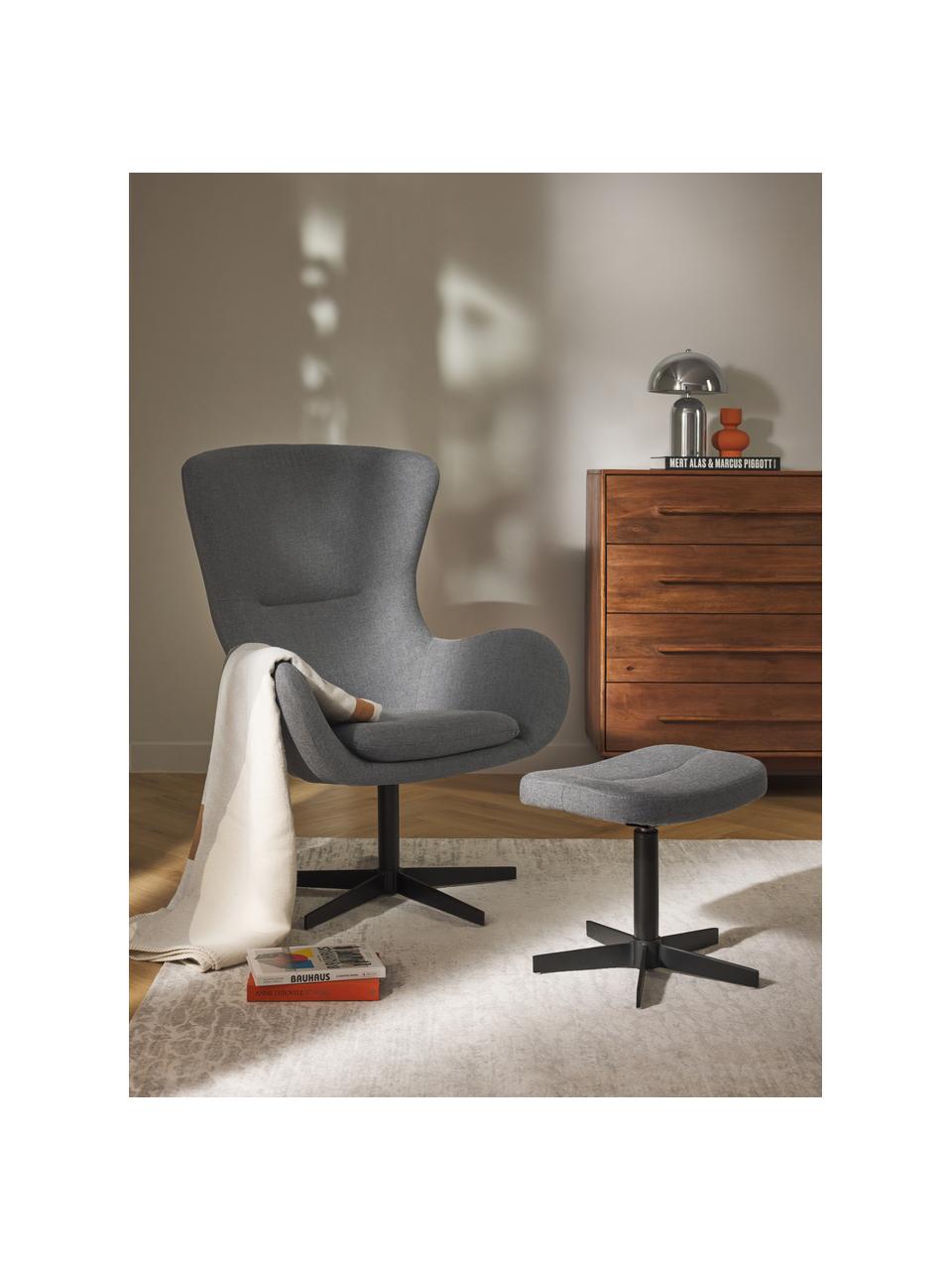 Otočná čalouněná stolička Wing, Antracitová, černá, Š 50 cm, V 41 cm