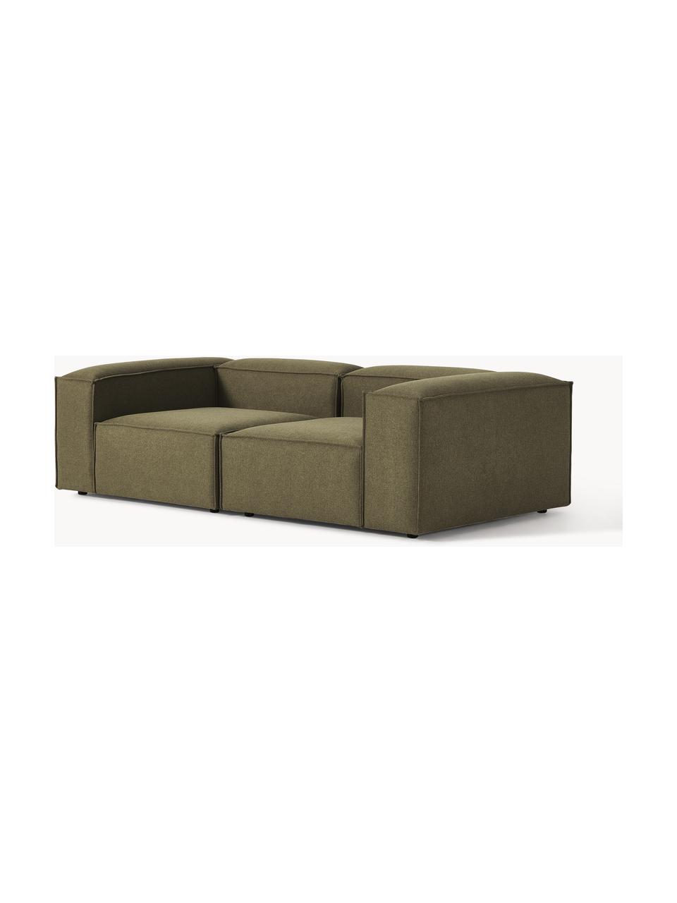 Modulares Sofa Lennon (3-Sitzer), Bezug: 100 % Polyester Der strap, Gestell: Massives Kiefernholz, Spe, Füße: Kunststoff Dieses Produkt, Webstoff Olivgrün, B 238 x T 119 cm