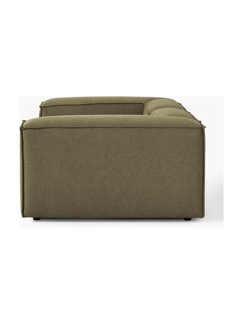 Modulares Sofa Lennon (3-Sitzer), Bezug: 100 % Polyester Der strap, Gestell: Massives Kiefernholz, Spe, Füße: Kunststoff Dieses Produkt, Webstoff Olivgrün, B 238 x T 119 cm