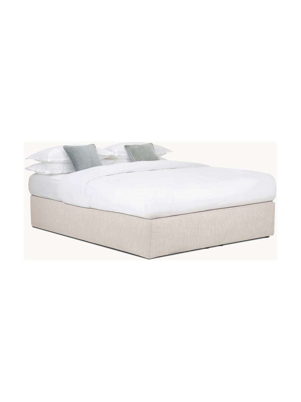 Letto boxspring Enya, Rivestimento superiore: 45% cotone, 55% poliester, Materasso: nucleo a molle insacchett, Piedini: plastica Questo prodotto , Tessuto beige, Larg. 160 x lung. 200 cm, grado di durezza H3