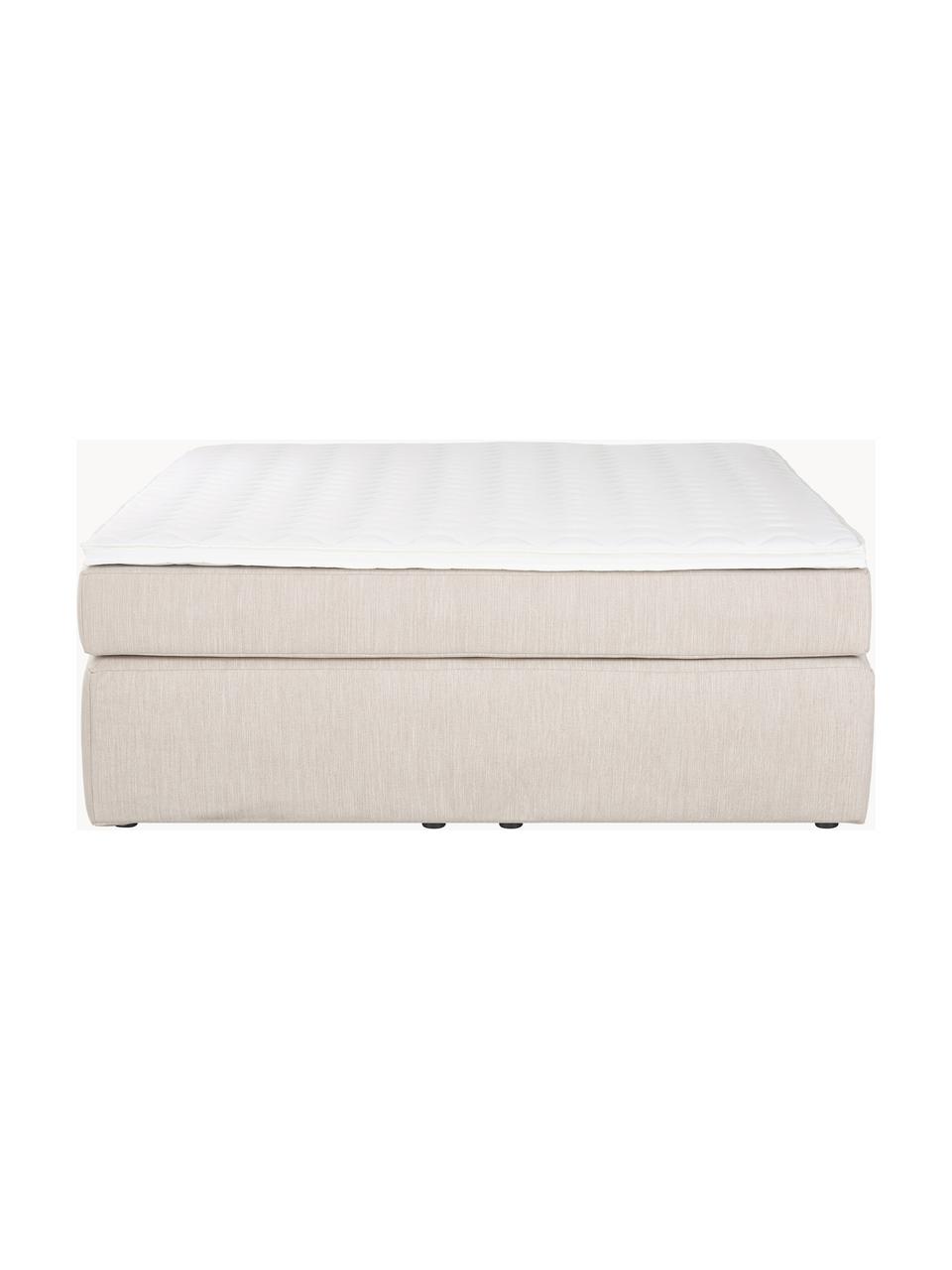 Letto boxspring Enya, Rivestimento superiore: 45% cotone, 55% poliester, Materasso: nucleo a molle insacchett, Piedini: plastica Questo prodotto , Tessuto beige, Larg. 160 x lung. 200 cm, grado di durezza H3