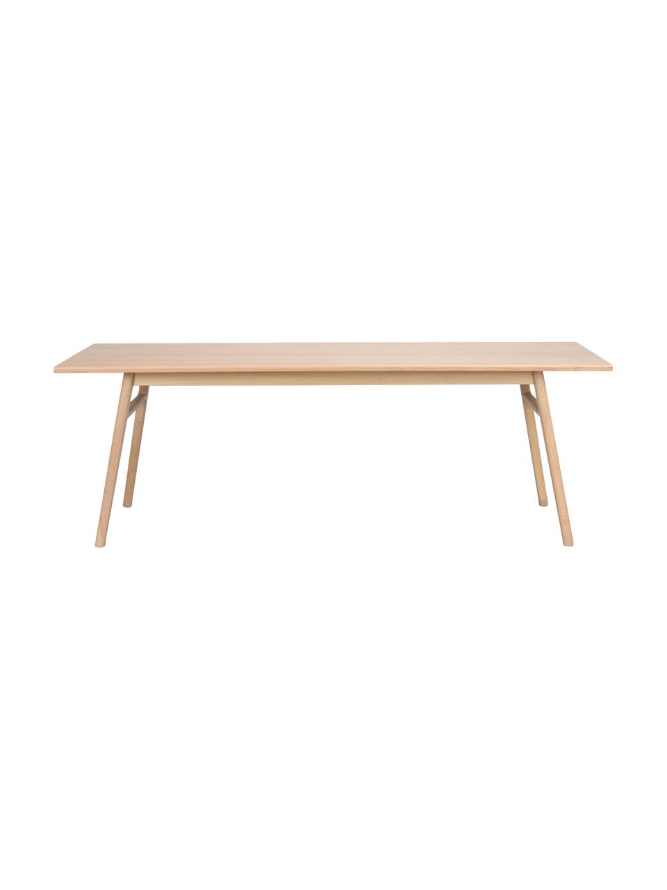 Stół do jadalni z drewna dębowego Nevis, rozsuwany, Blat: płyta wiórowa z fornirem , Nogi: lite drewno dębowe, Drewno dębowe, S 220 x G 90 cm