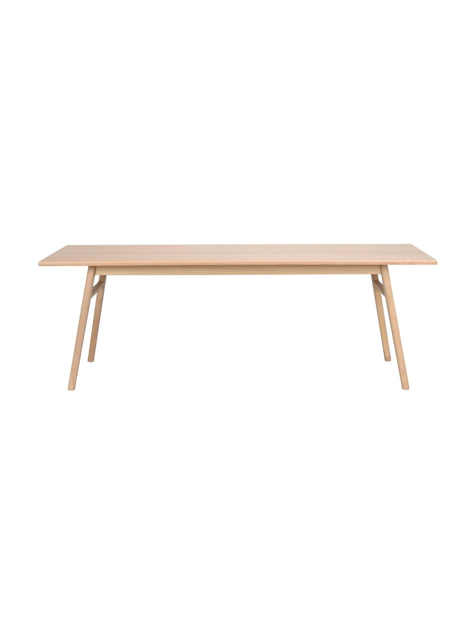 Table extensible bois de chêne Nevis, 220 - 265 x 90 cm, Bois massif beige, larg. 220 x prof. 90 cm