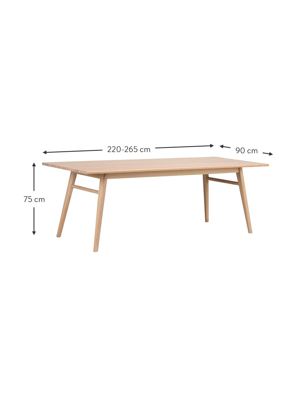 Stół do jadalni z drewna dębowego Nevis, rozsuwany, Blat: płyta wiórowa z fornirem , Nogi: lite drewno dębowe, Drewno dębowe, S 220 x G 90 cm