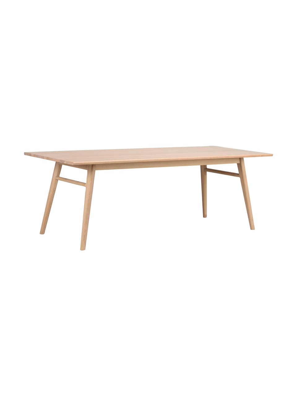 Stół do jadalni z drewna dębowego Nevis, rozsuwany, Blat: płyta wiórowa z fornirem , Nogi: lite drewno dębowe, Drewno dębowe, S 220 x G 90 cm