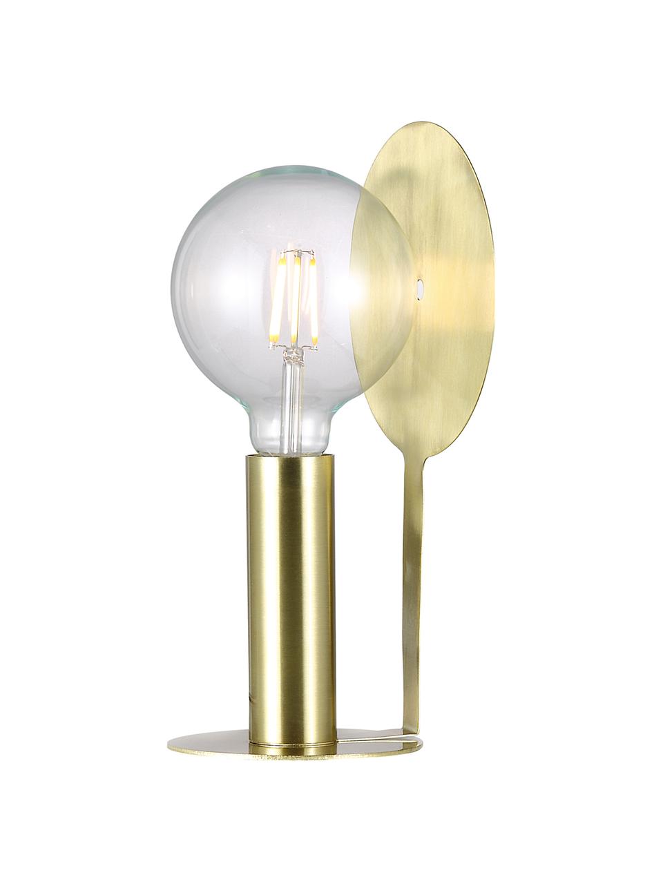 Kleine tafellamp Dean met messing-reflector, Lampvoet: messing, Lampenkap: messing, Messingkleurig, 17 x 32 cm