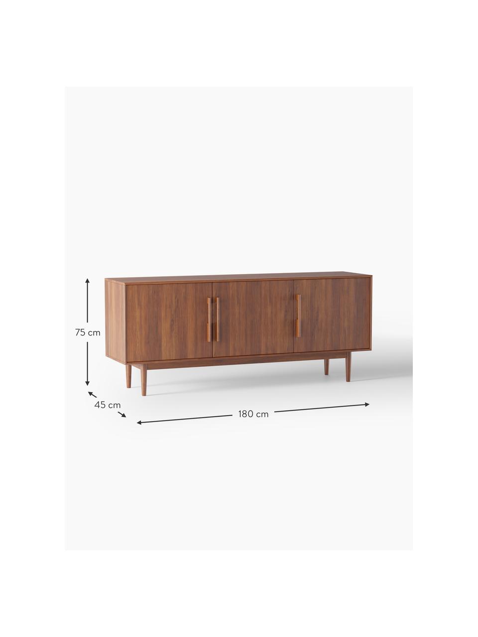 Aparador de madera maciza Paul, Parte trasera: tablero de fibras de dens, Madera de mango, An 180 x Al 75 cm