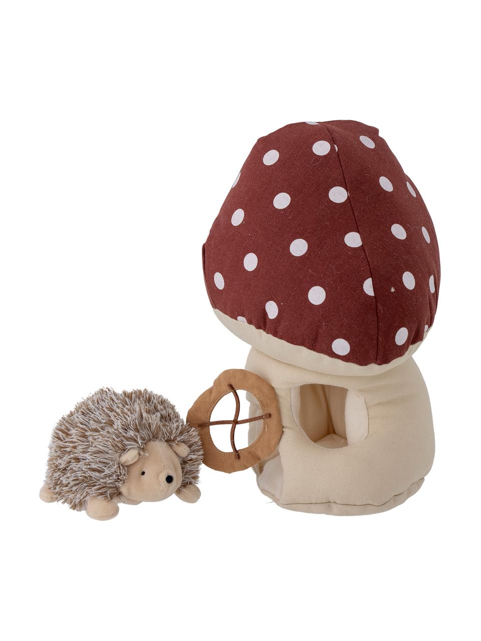 Set de peluche Gaston, 2 pzas., Tapizado: 50% algodón, 50% lino, Rojo, beige, blanco, marrón, An 26 x Al 29 cm