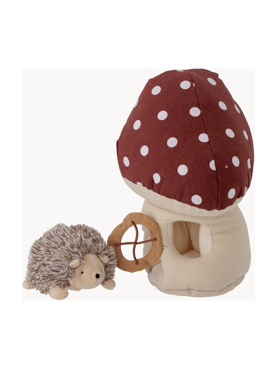 Kuschelspielzeuge Gaston, 2er-Set, Bezug: 50 % Baumwolle, 50 % Lein, Rot, Hellbeige, Grau, B 26 x H 29 cm