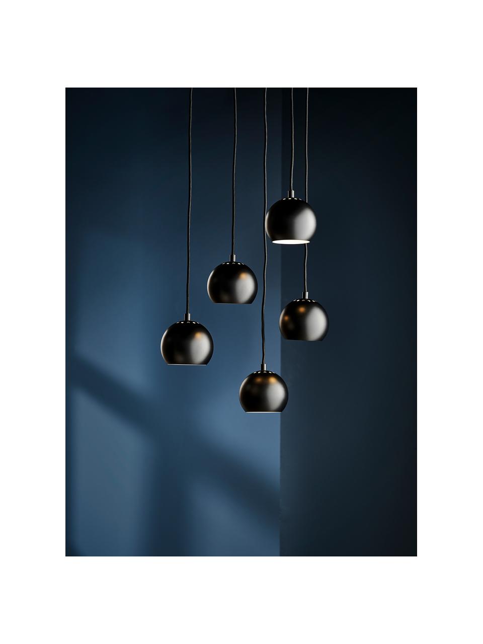 Kleine bolvormige hanglamp  Ball, Mat zwart, Ø 12 x H 10 cm