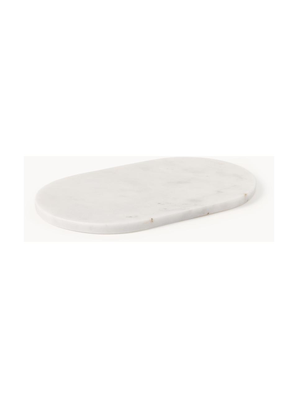 Ručně vyrobený mramorový servírovací talíř Aika, Mramor, Bílá, mramorovaná, Š 36 cm, H 22 cm