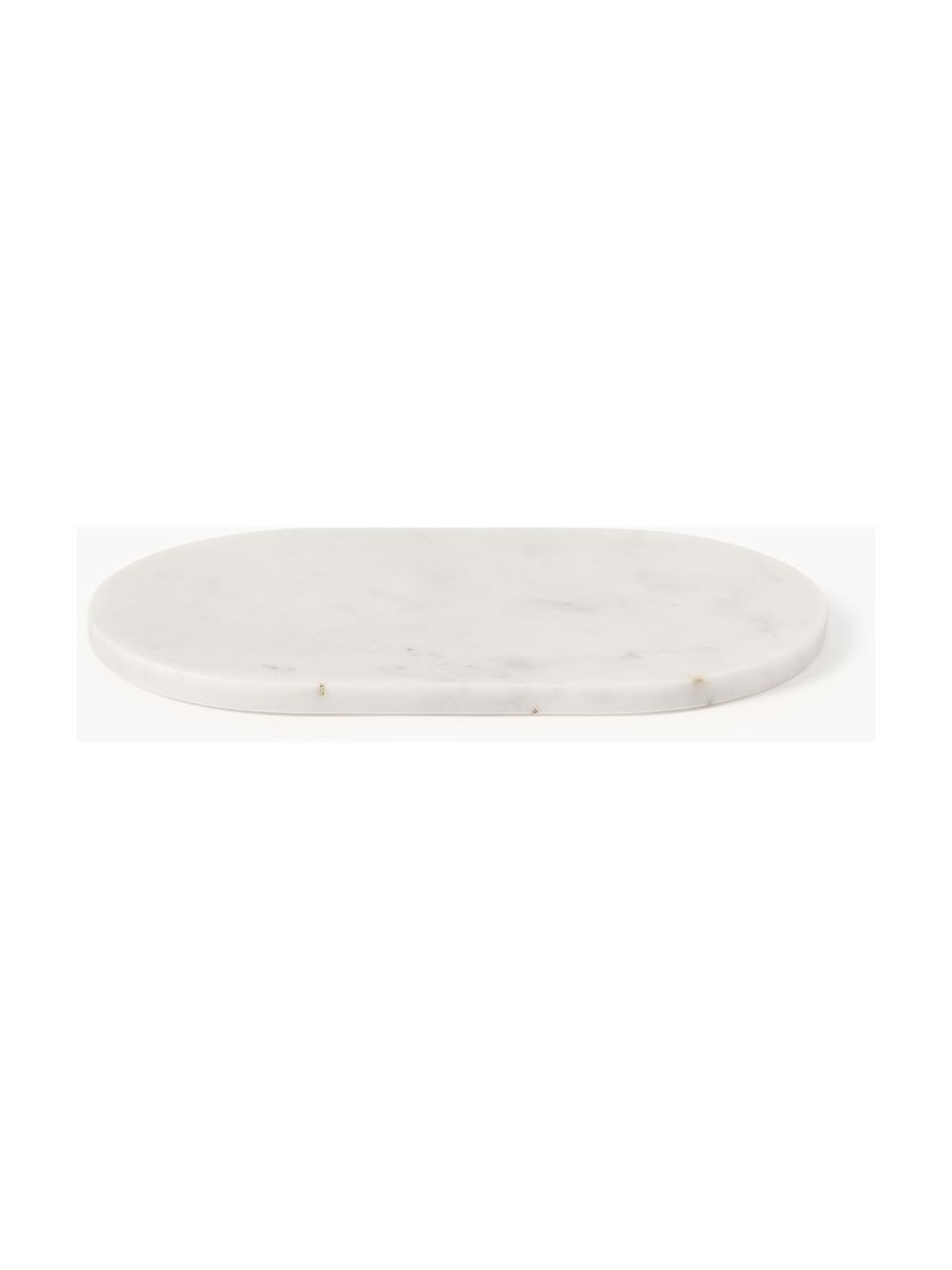 Plat de service en marbre fait main Aika, Marbre, Blanc, marbré, Ø 36 x haut. 22 cm