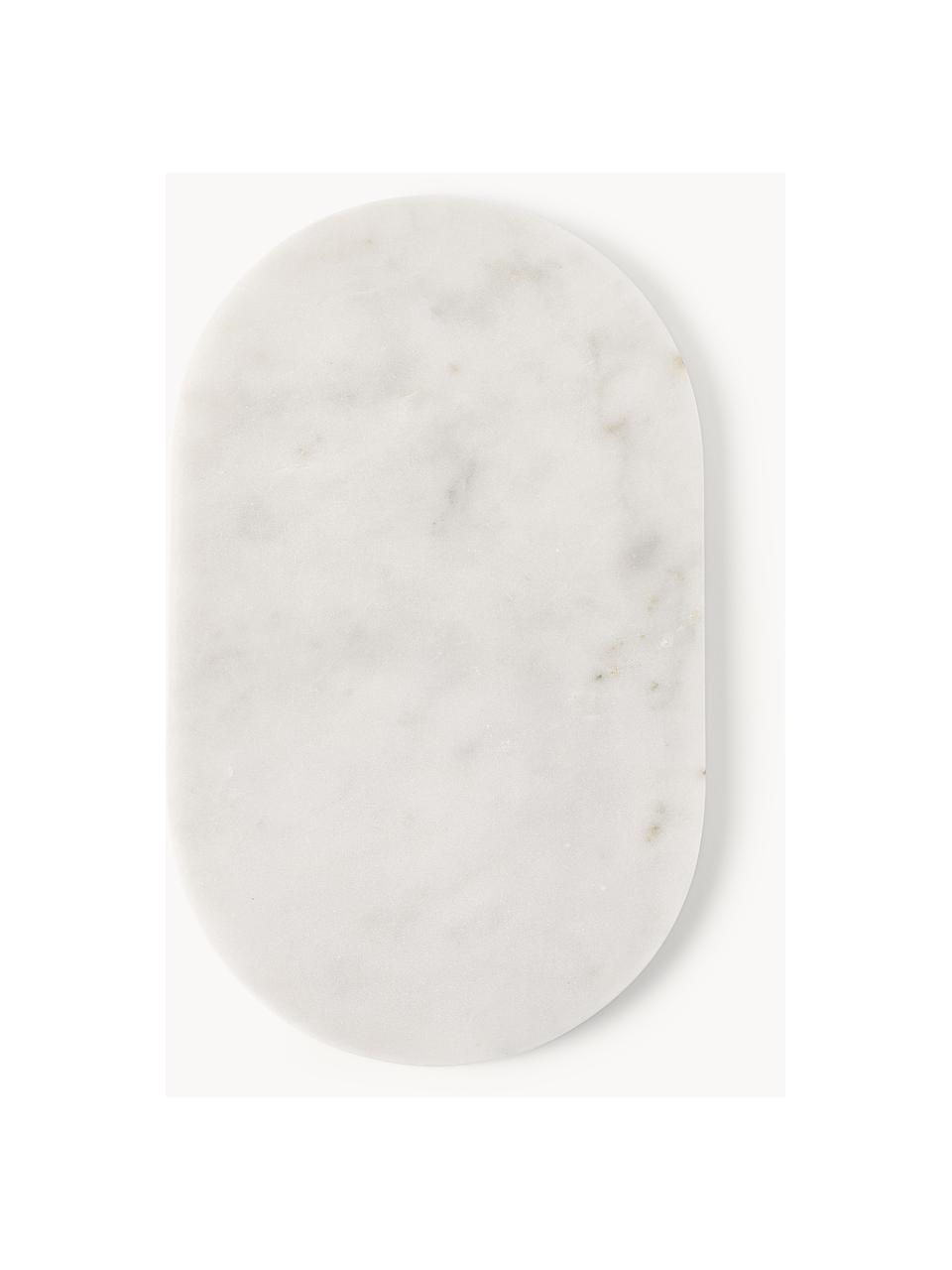 Handgefertigte Marmor-Servierplatte Aika, Marmor, Weiß, marmoriert, B 36 x T 22 cm