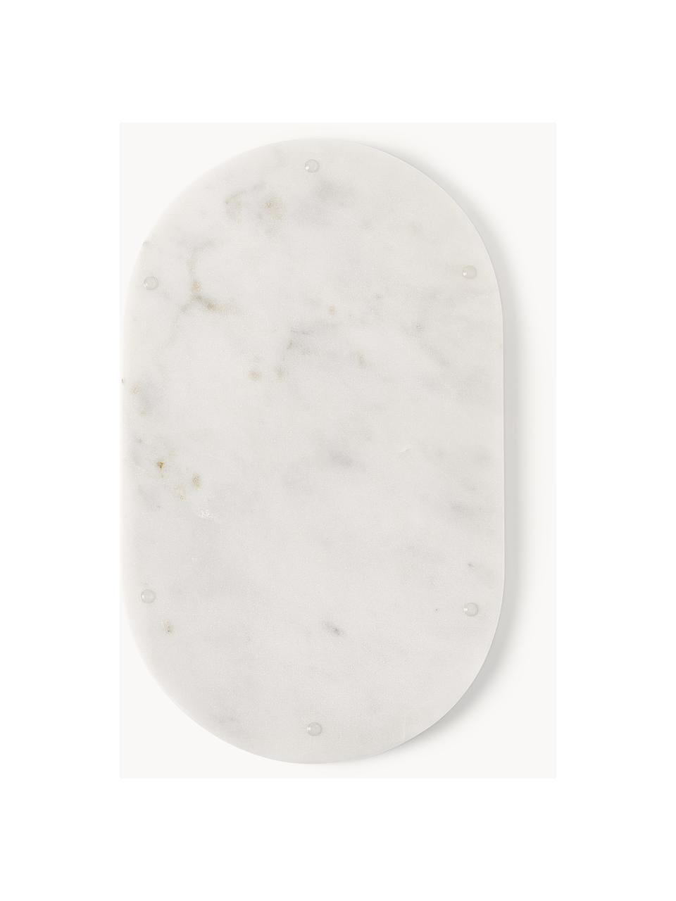Ručně vyrobený mramorový servírovací talíř Aika, Mramor, Bílá, mramorovaná, Š 36 cm, H 22 cm