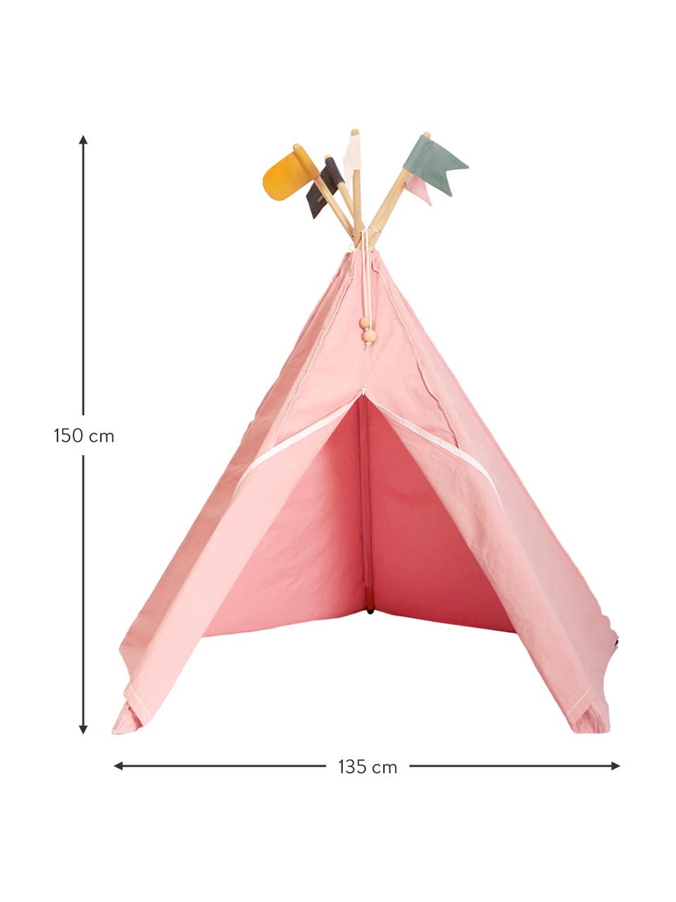 Dětské teepee z organické bavlny Hippie, 100 % organická bavlna, Růžová, Š 135 cm, V 135 cm