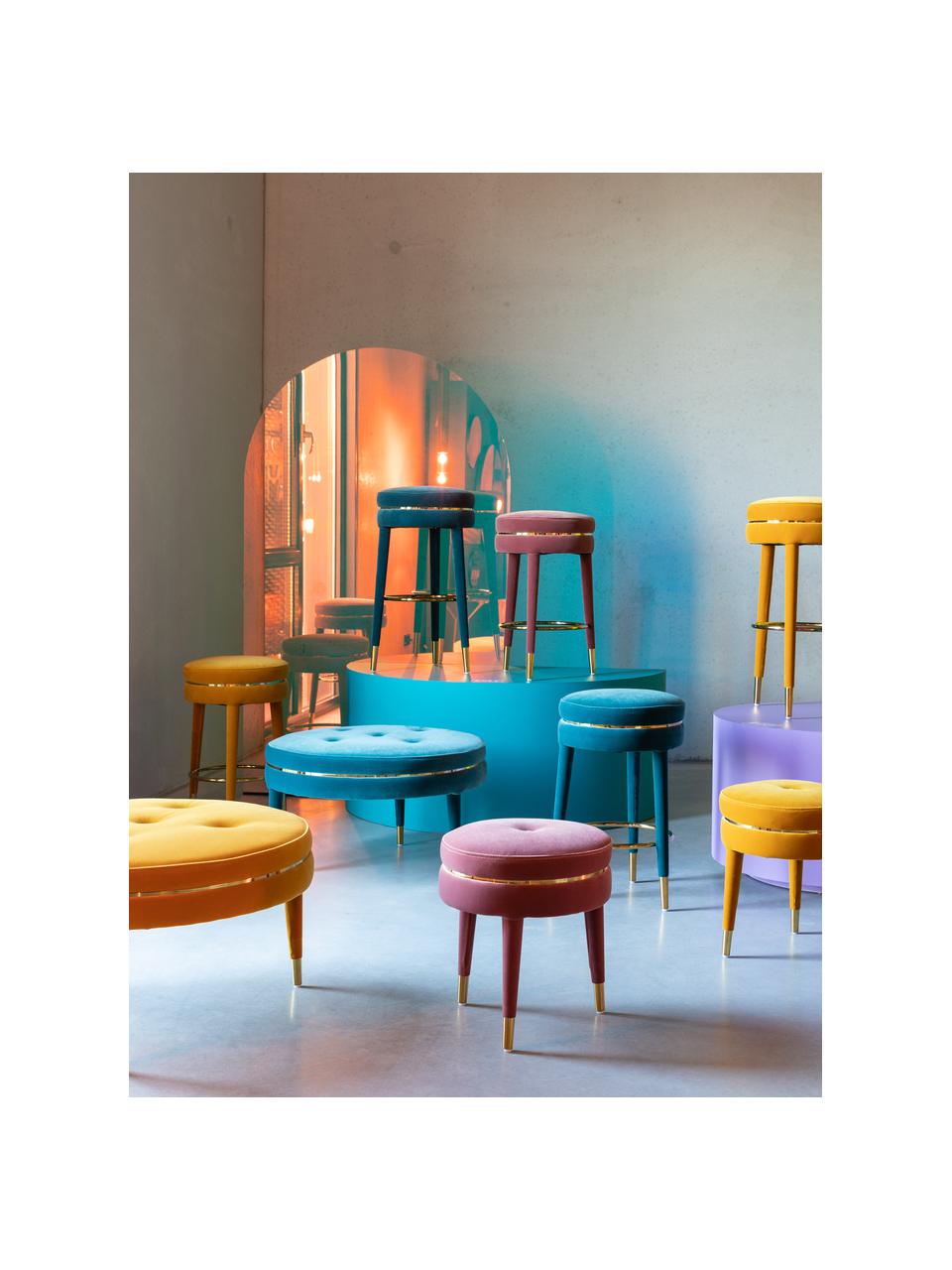 Tabouret de bar en velours I Am Not A Macaron, Bleu