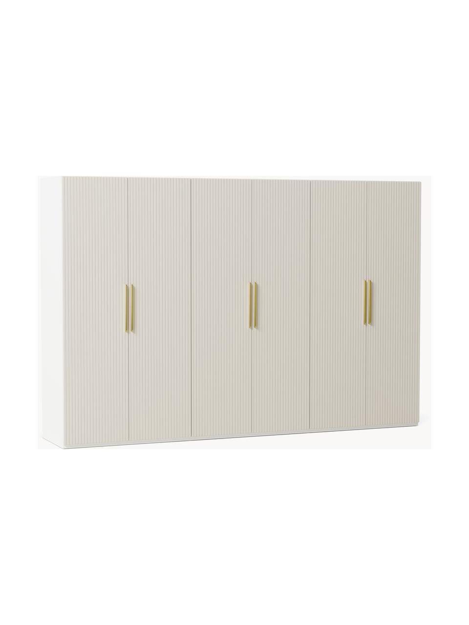 Armario modular Simone, 6 puertas (300 cm), diferentes variantes, Estructura: tablero aglomerado revest, Madera, beige claro, Interior Classic (An 300 x Al 236 cm)