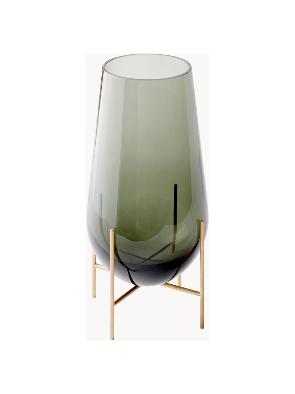 Ručně foukaná podlahová váza Échasse, V 44 cm, Olivově zelená, transparentní, Ø 22 cm, V 44 cm