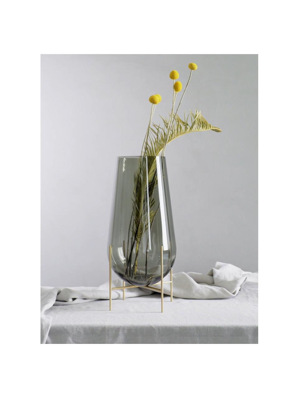Vase à poser au sol soufflé bouche Échasse, tailles variées, Vert olive, transparent, Ø 22 x haut. 44 cm
