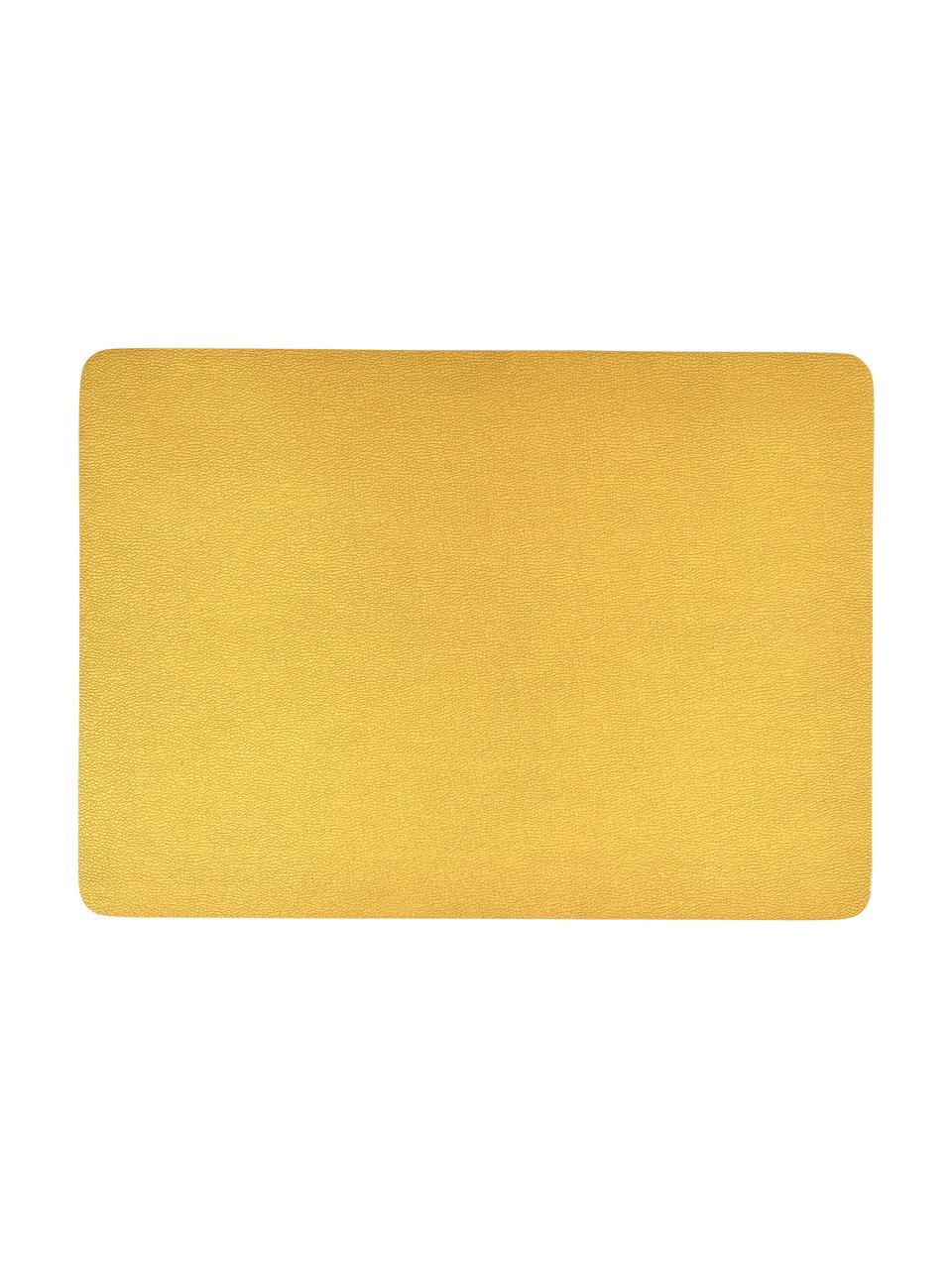 Manteles individuales de cuero sintético Pik, 2 uds., Plástico (PVC) es aspecto de cuero, Dorado, An 33x L 46 cm