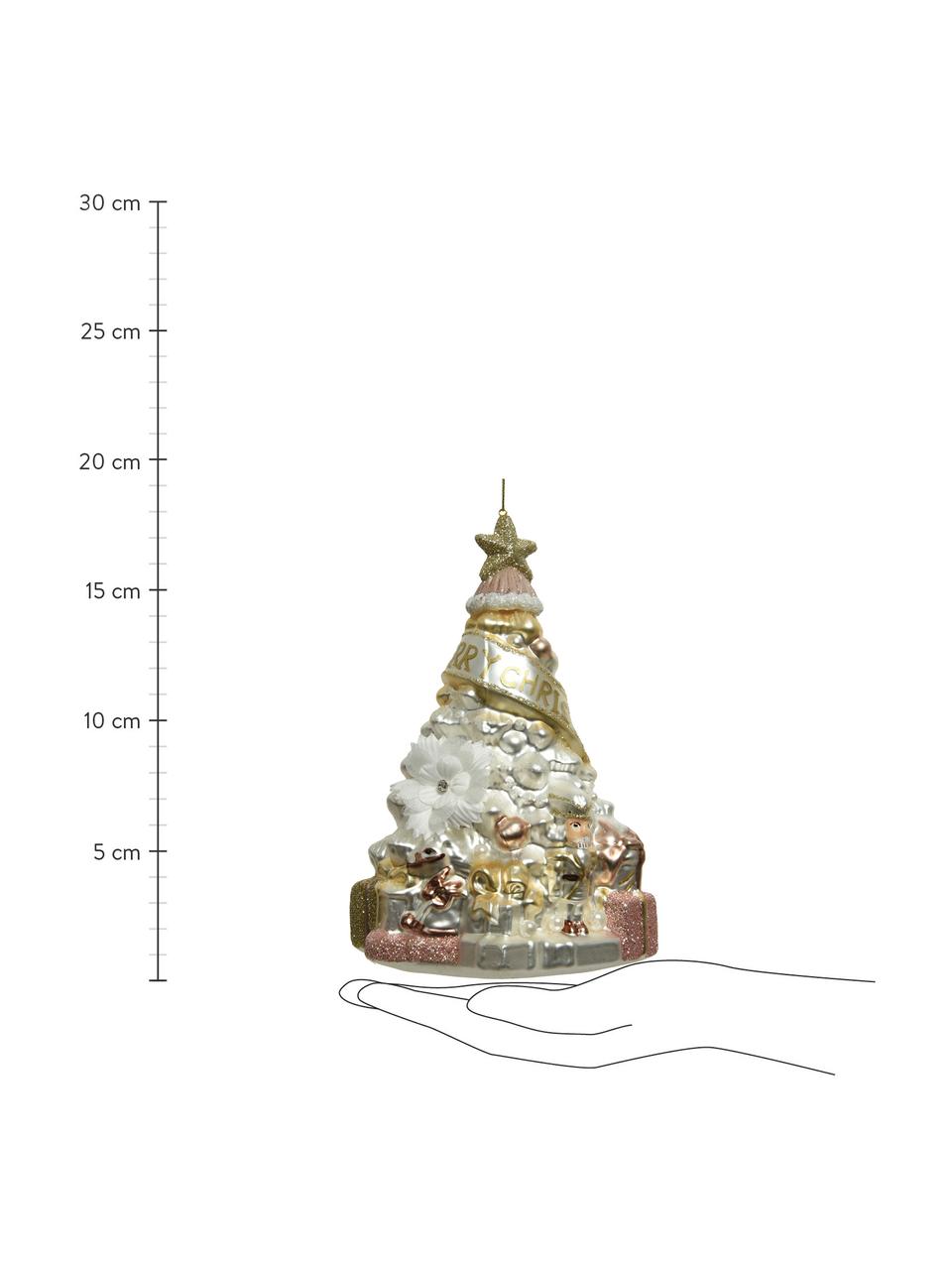 Décoration de sapin de Noël Mery, Verre, Doré, tons cuivre, blanc, Ø 12 x haut. 17 cm